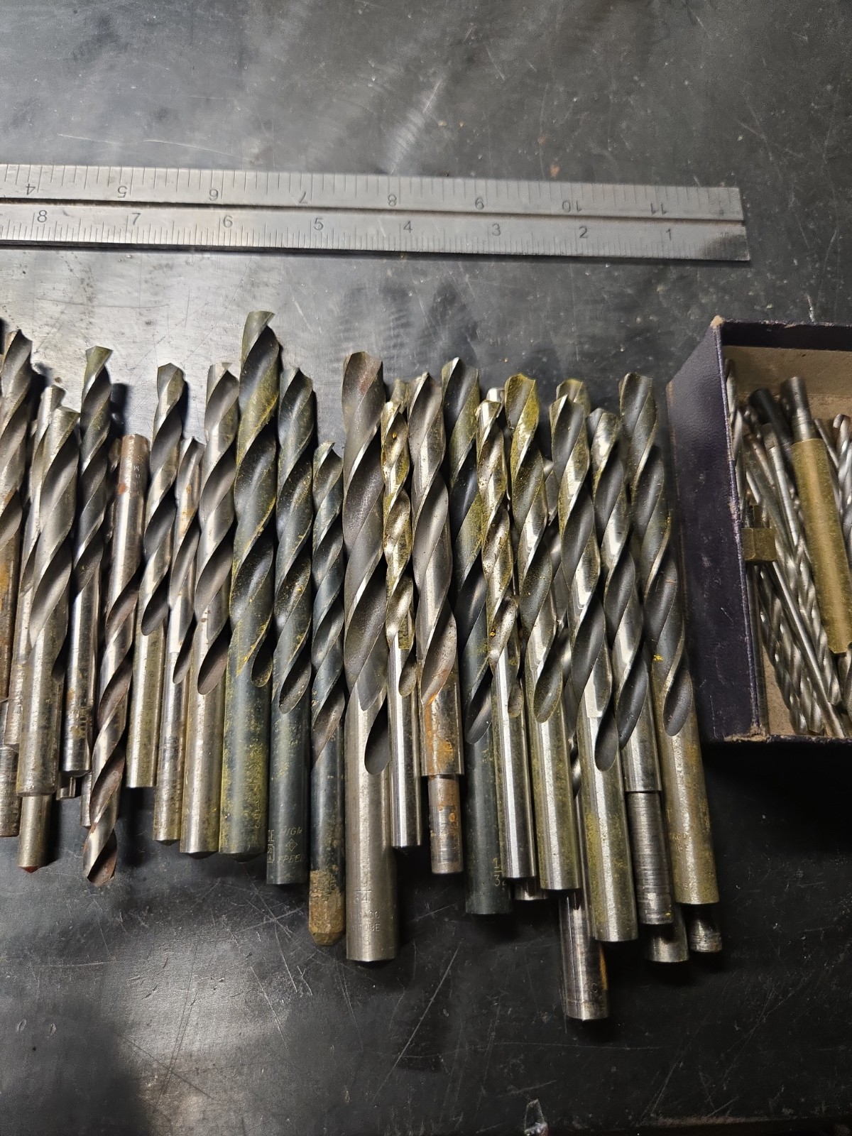 Vintage HSS Drill Bit Lot Machinist USA Mixed Fractional Straight Shank