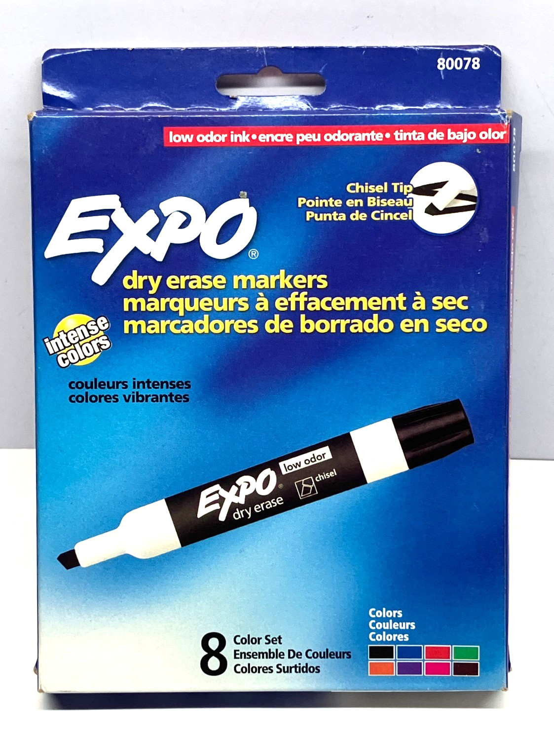 Expo Low Odor Dry Erase Markers 8 Pack Chisel Tip Assorted Colors 80078 NOS