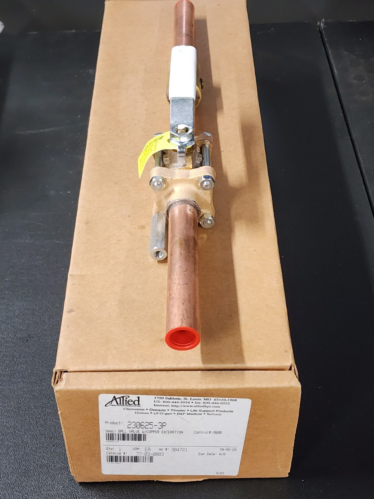 Allied 3/4in 3 Piece Ball Valve w/ Copper Extensions- New Old Stock