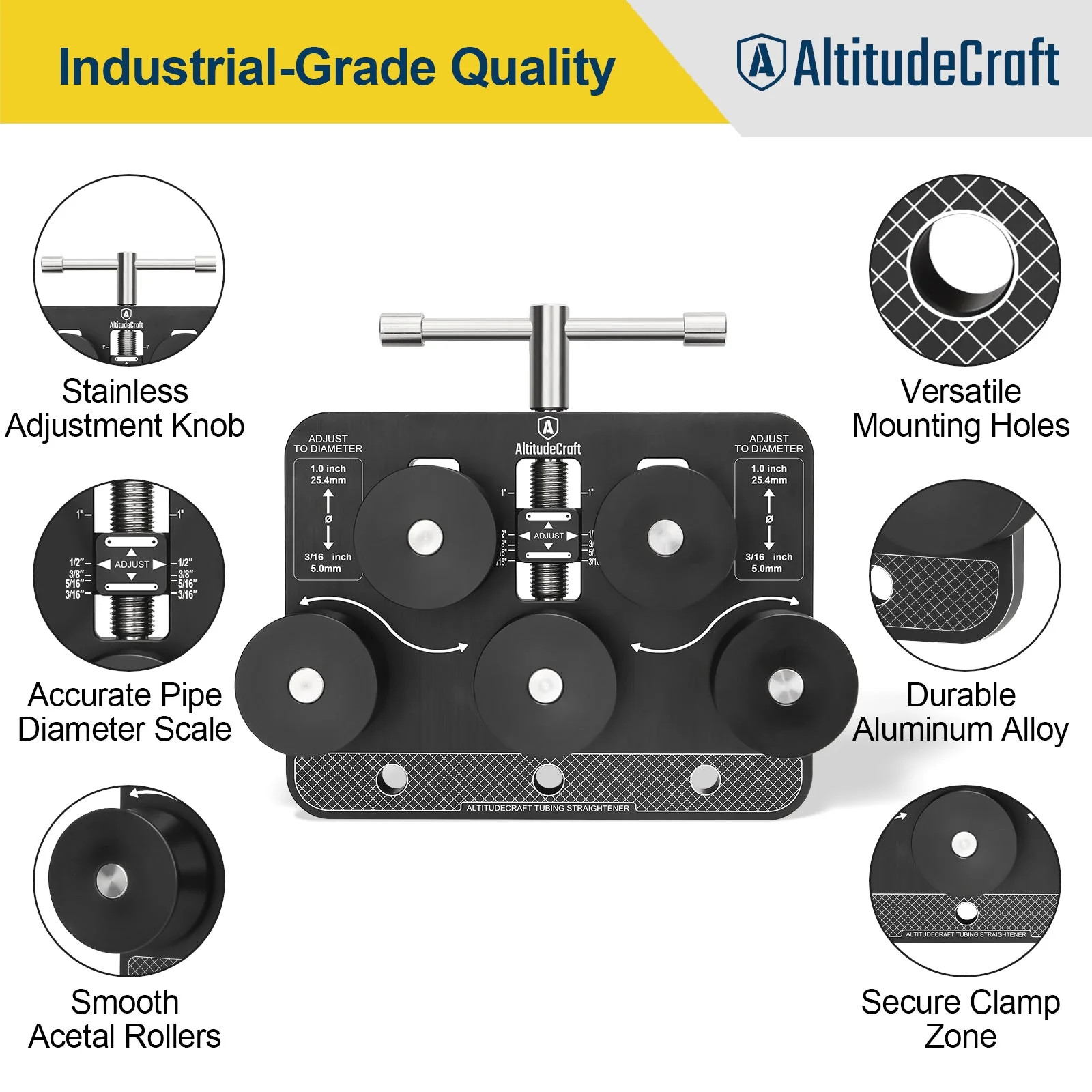 AltitudeCraft AC252 Brake Line Tube Straightener for 3/16″ – 1.0″ Diameters