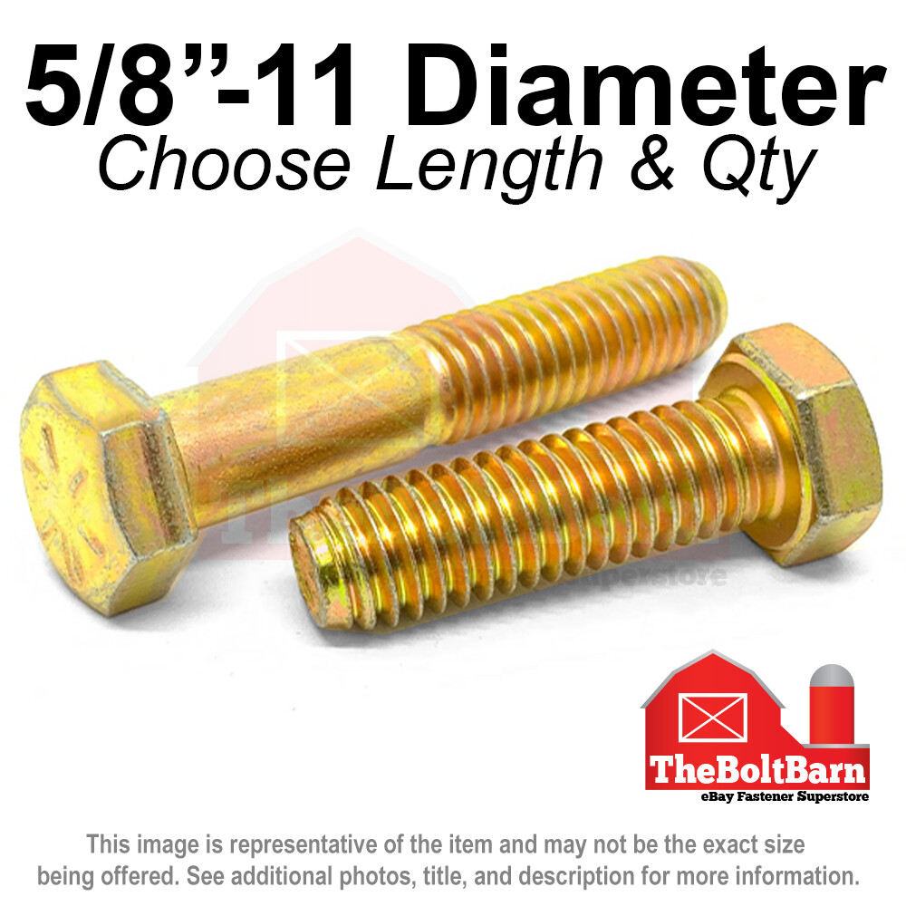 5/8″-11 Grade 8 Hex Cap Screws COARSE Thread USS Hex Bolts (Pick Length & Qty)