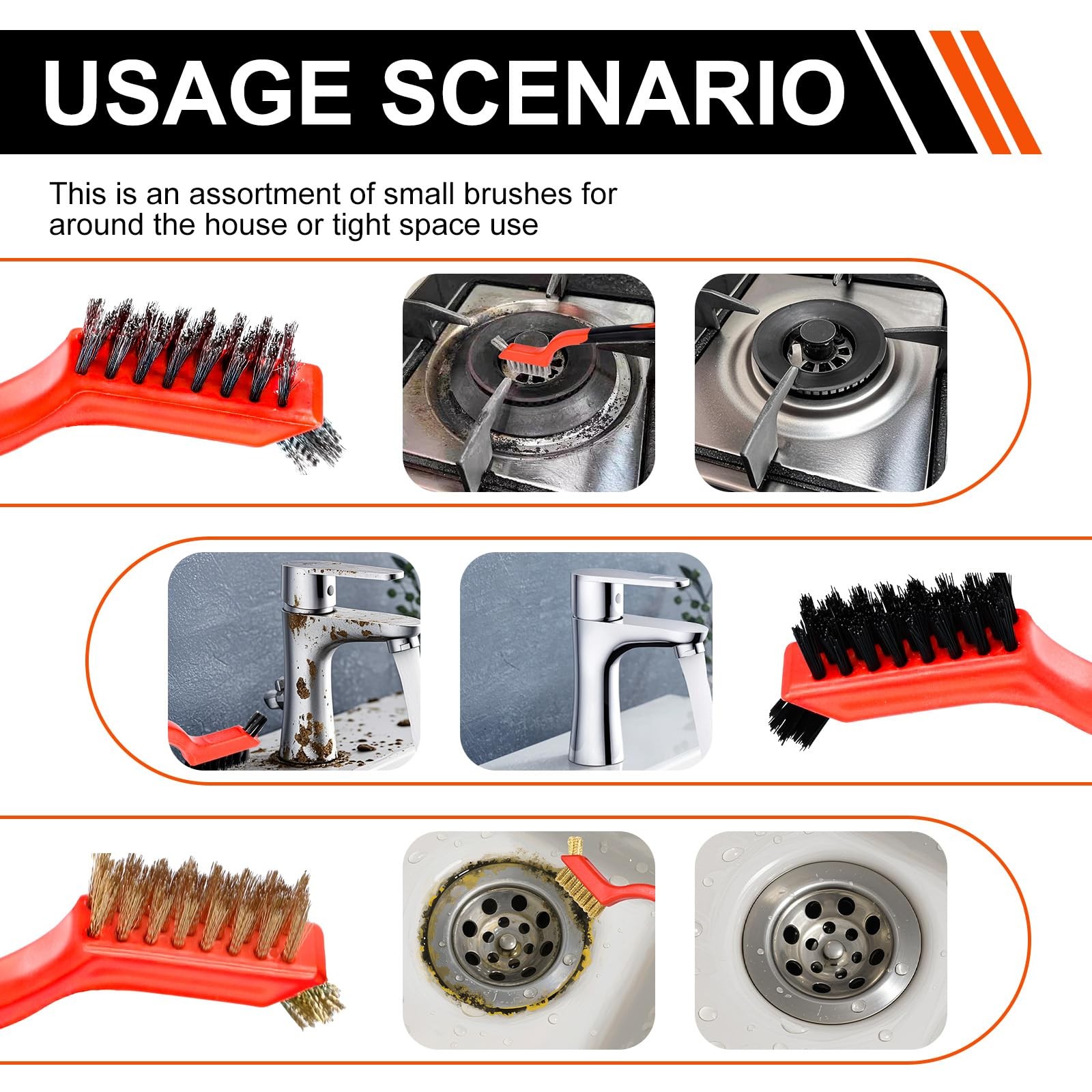 Wire Brush Set 6 Pcs Cleaning Tool Stainless Brass Nylon for Rust Removal USA