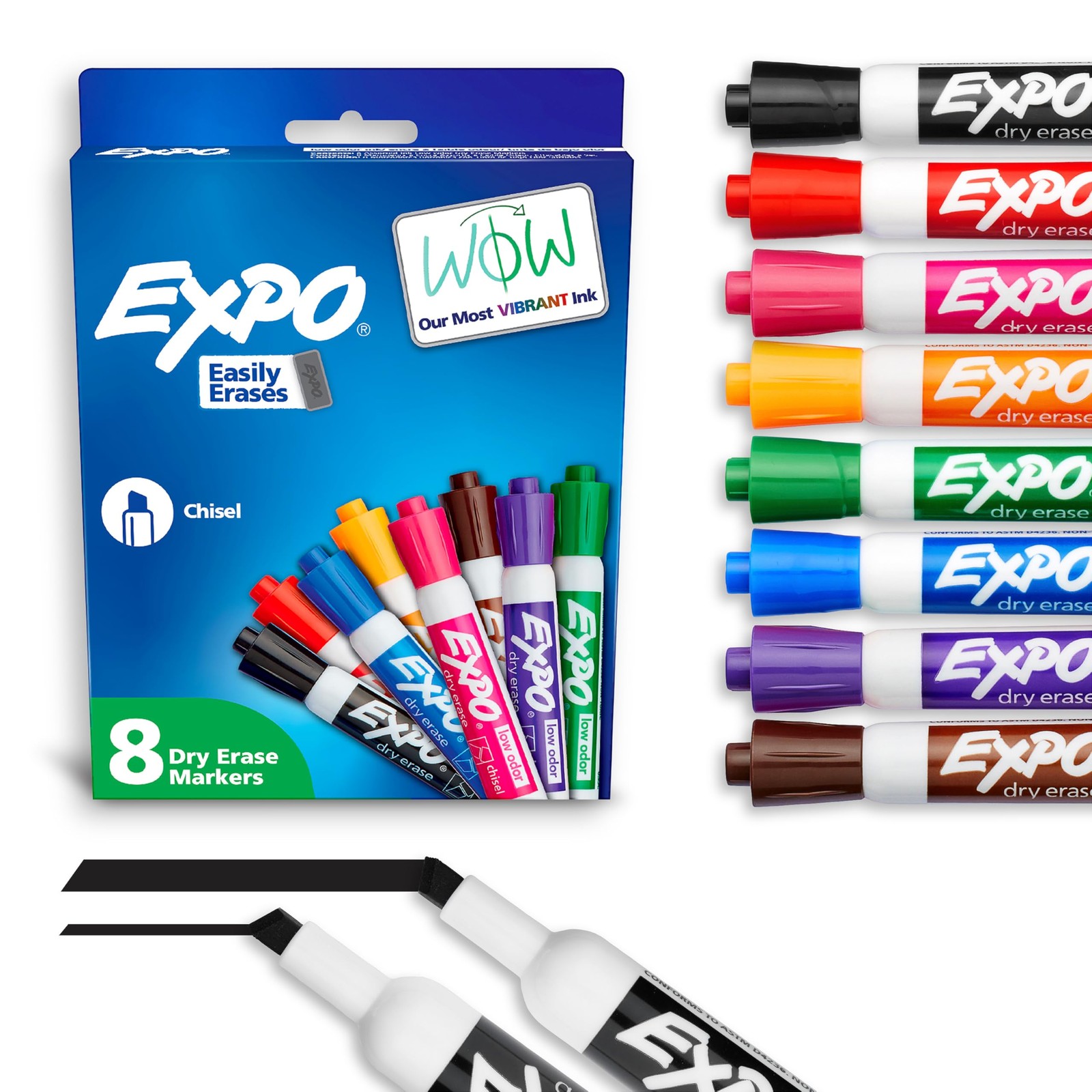 EXPO Dry Erase Markers, Low Odor Ink, Chisel Tip, 8 Count – 8-Count, 8
