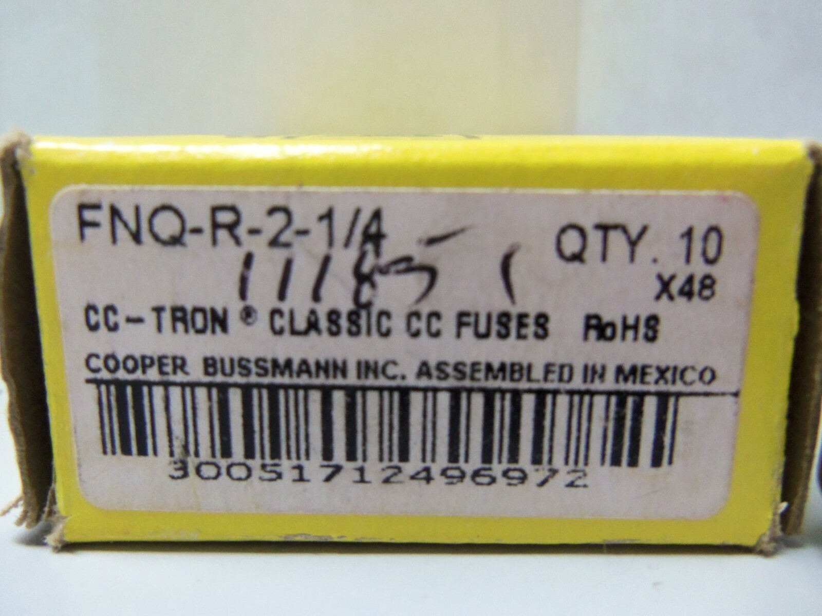 New Lot Bussmann FNQ-R-2 1/4 Amp Fuses Class CC 600V NEW LOOK NIB