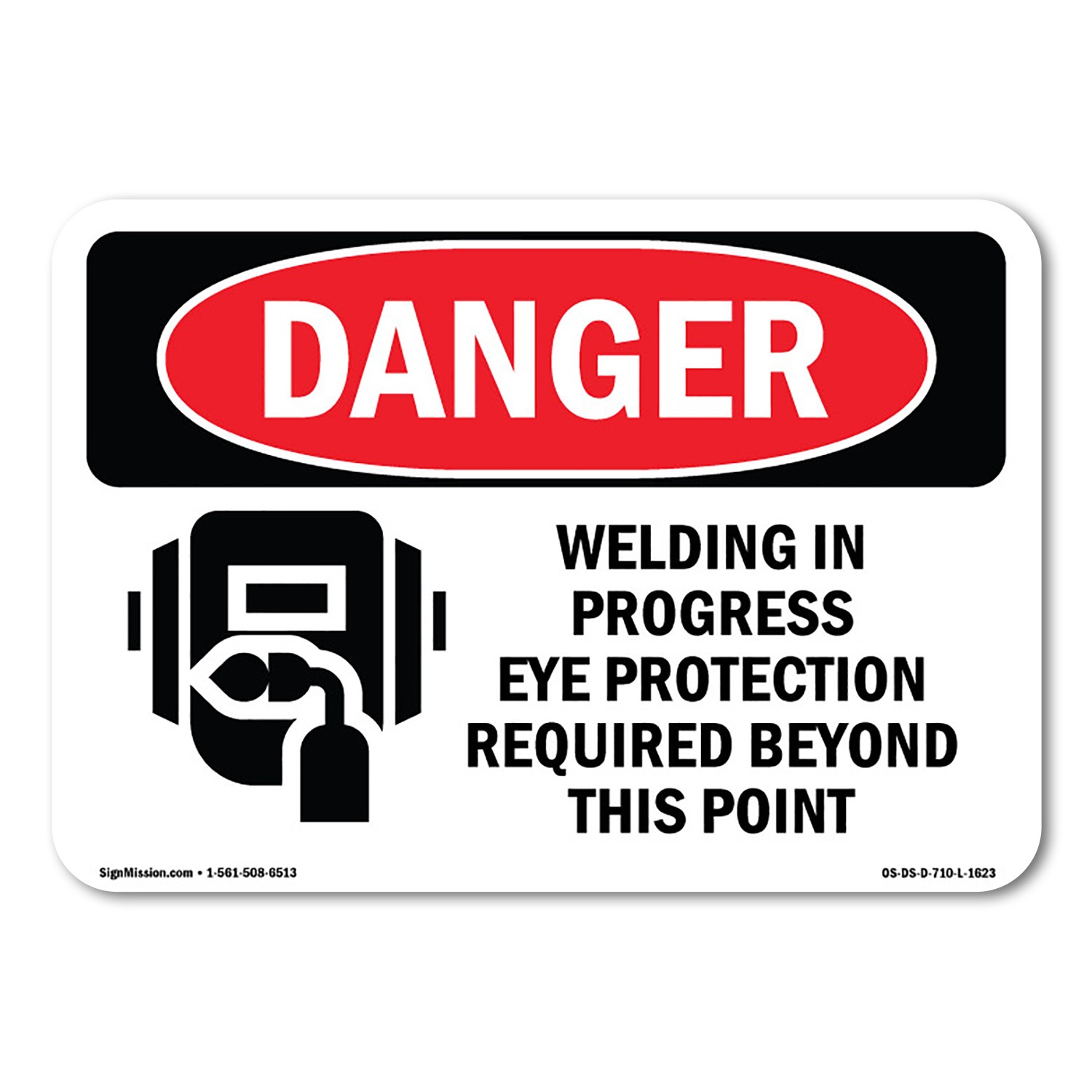 Welding In Progress Eye Protection Required ANSI Danger Sign Metal Plastic Decal
