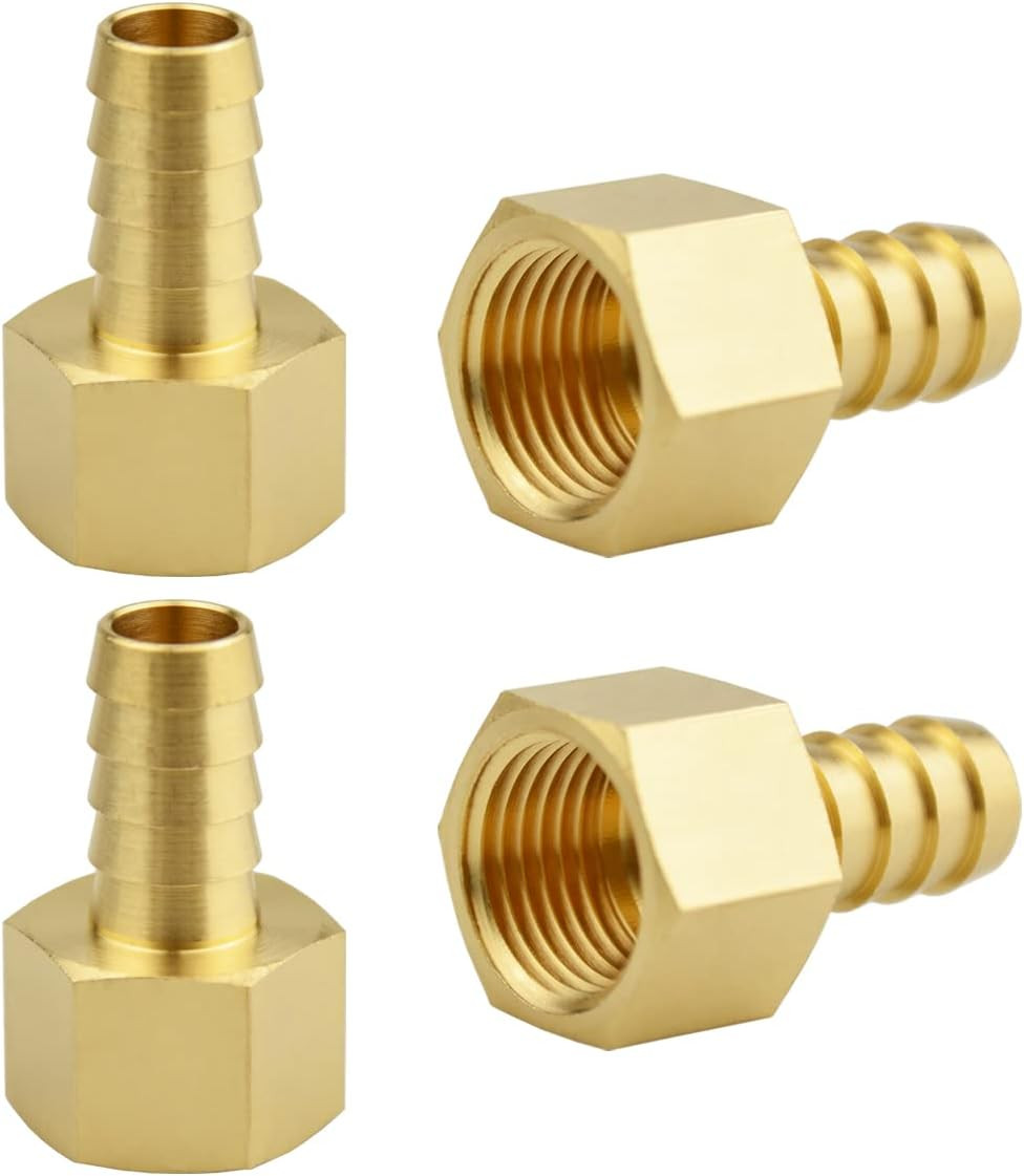 1/2 Inch Hose Barb to 1/2 Inch NPT Female Thread Fitting, Brass Quick Connector