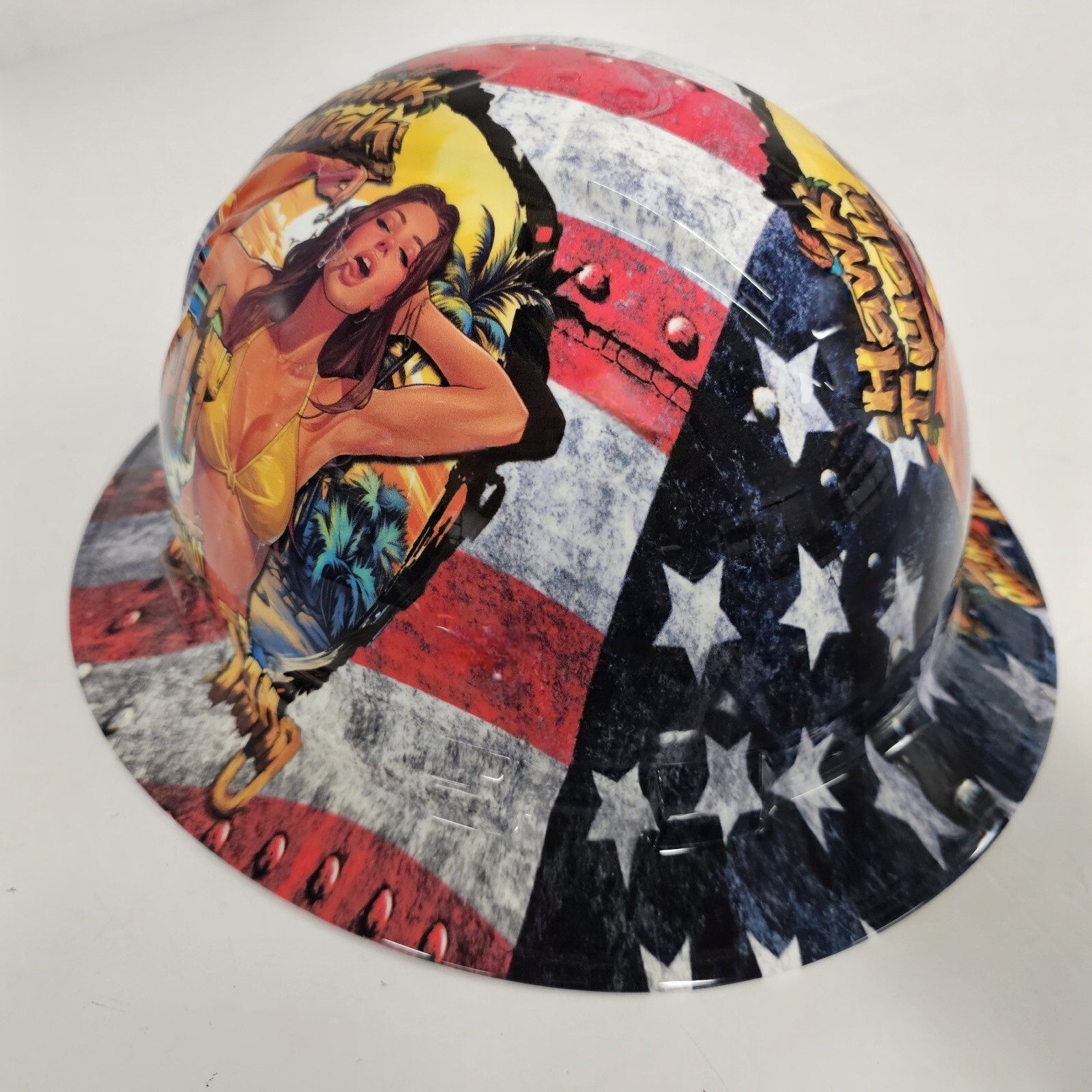 full brim hard hat custom hydro dipped IN HAWK TUAH SPIT ON THAT THANG USA ED