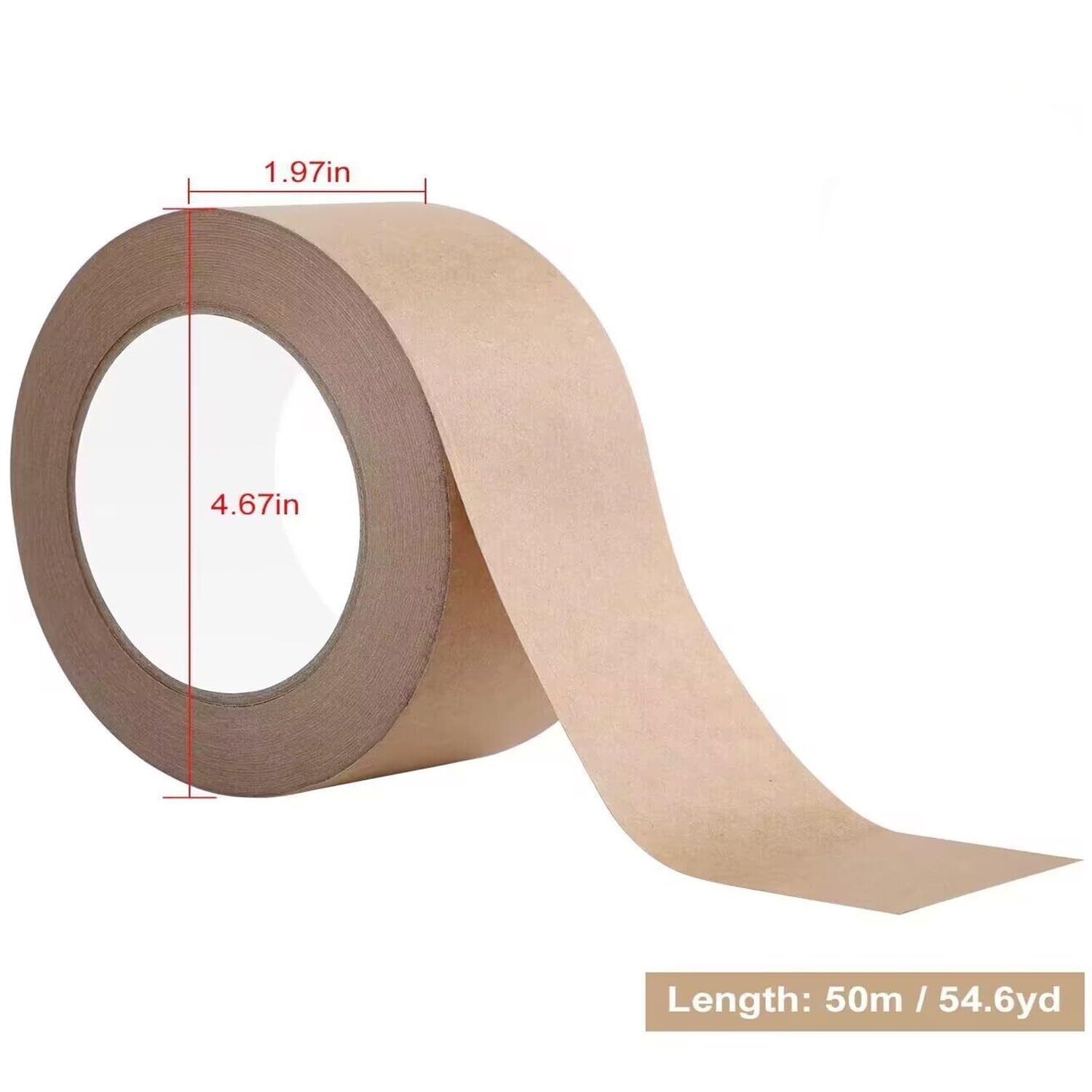 1 Roll 2″x55 Yard Self-Adhesive Kraft Paper Carton Box Sealing Packing Tape
