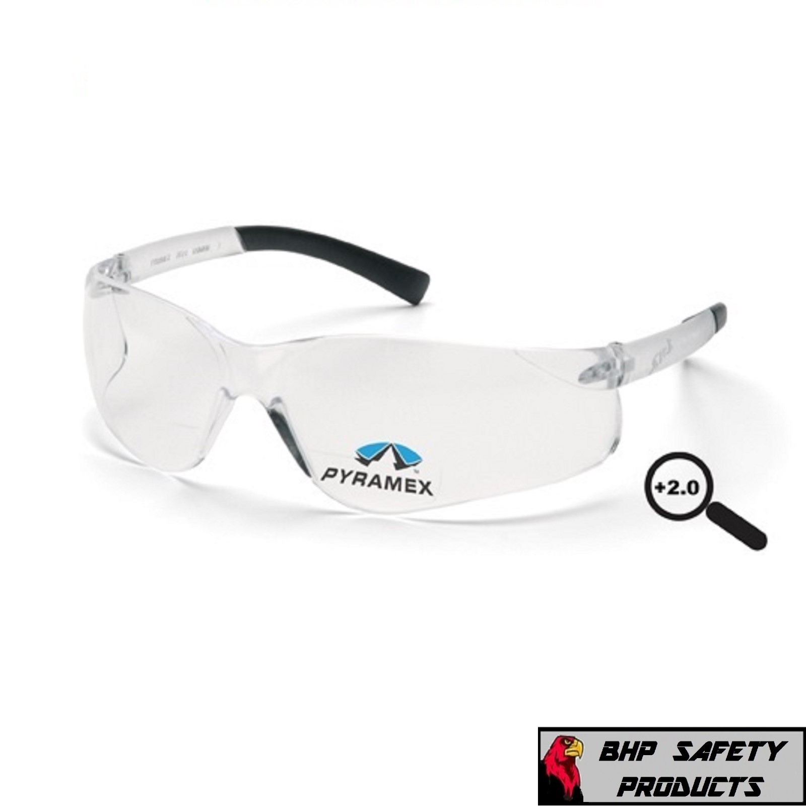 PYRAMEX ZTEK READER BIFOCAL +2.00 SAFETY GLASSES CLEAR WORK EYEWEAR S2510R20