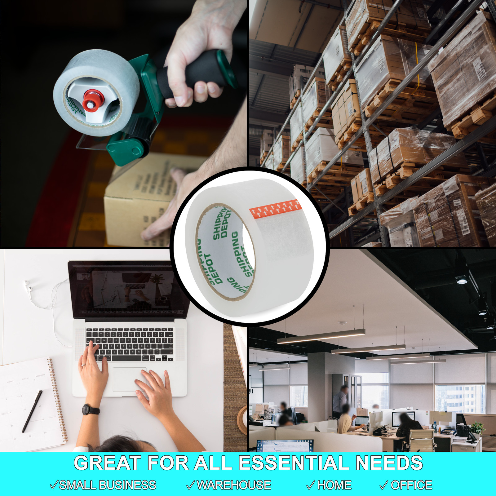 Shipping Depot Carton Box Sealing Clear Packing Tape 2″ x 110Yds up to 144 Rolls