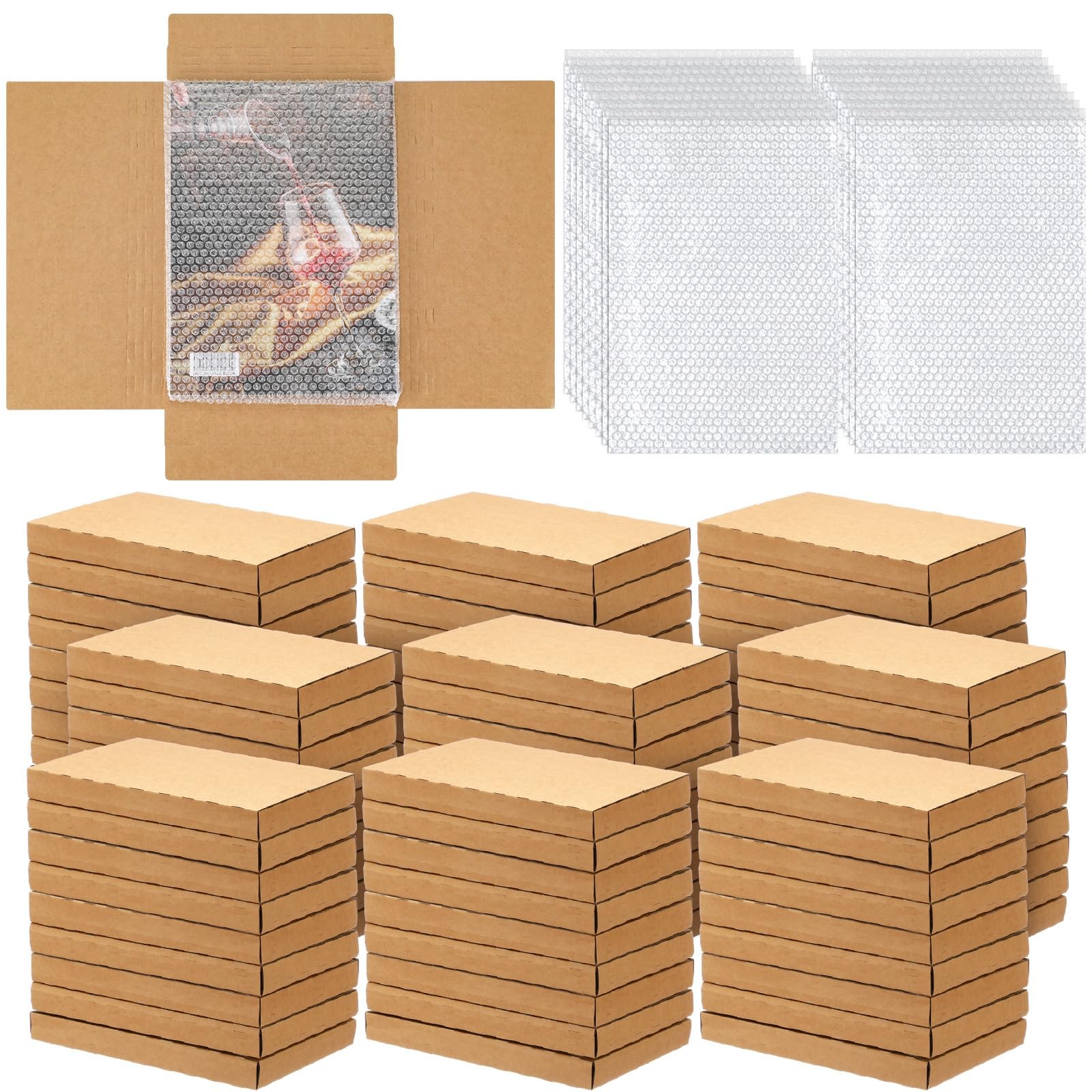 100 Pack Corrugated Comic Book Mailers 7.8 x 11 x 1.2 Inch with 100 Bubble Ba…