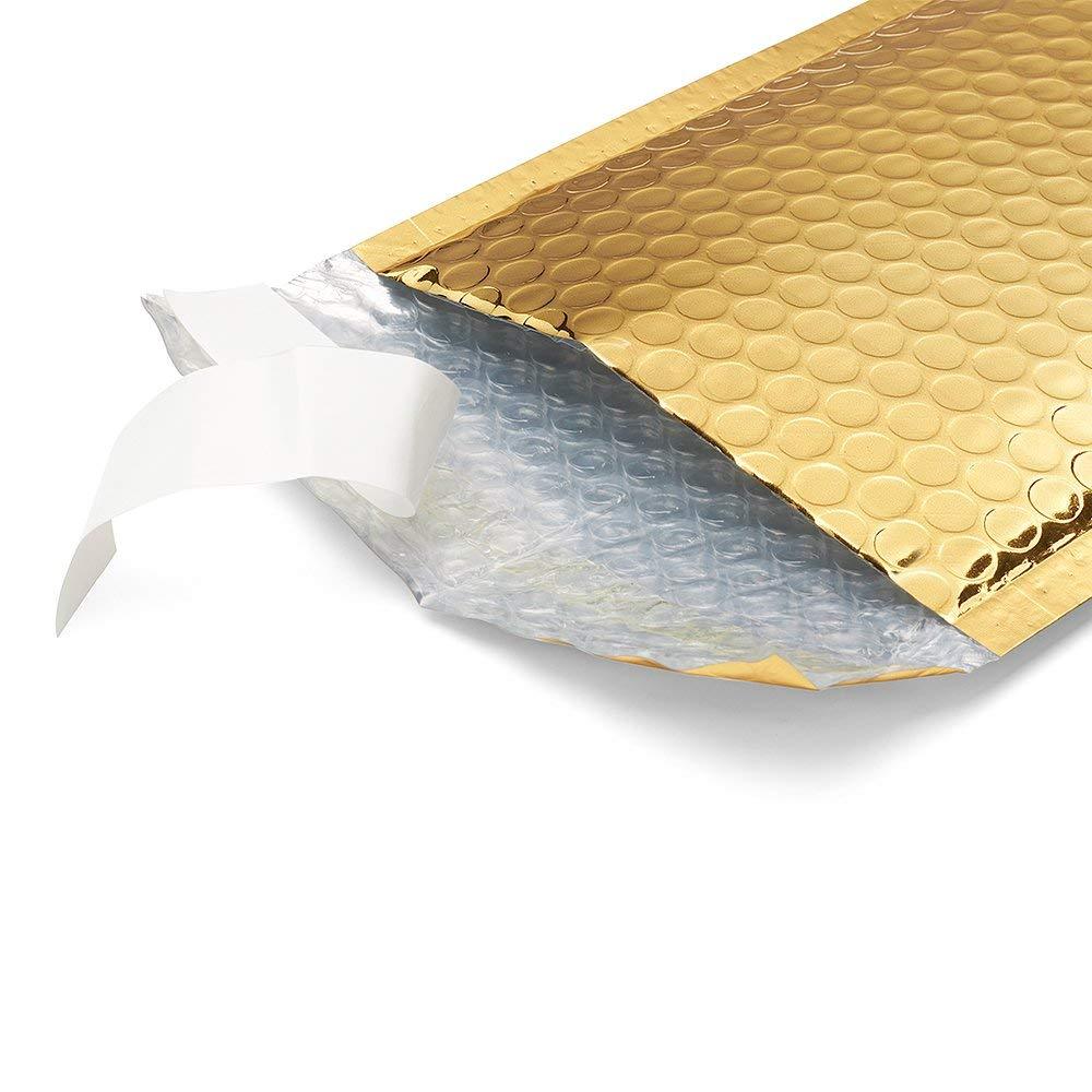 250 #0 Glamour Metallic Gold Poly Bubble Mailers Envelopes Bags 6×10 DVD Wide CD