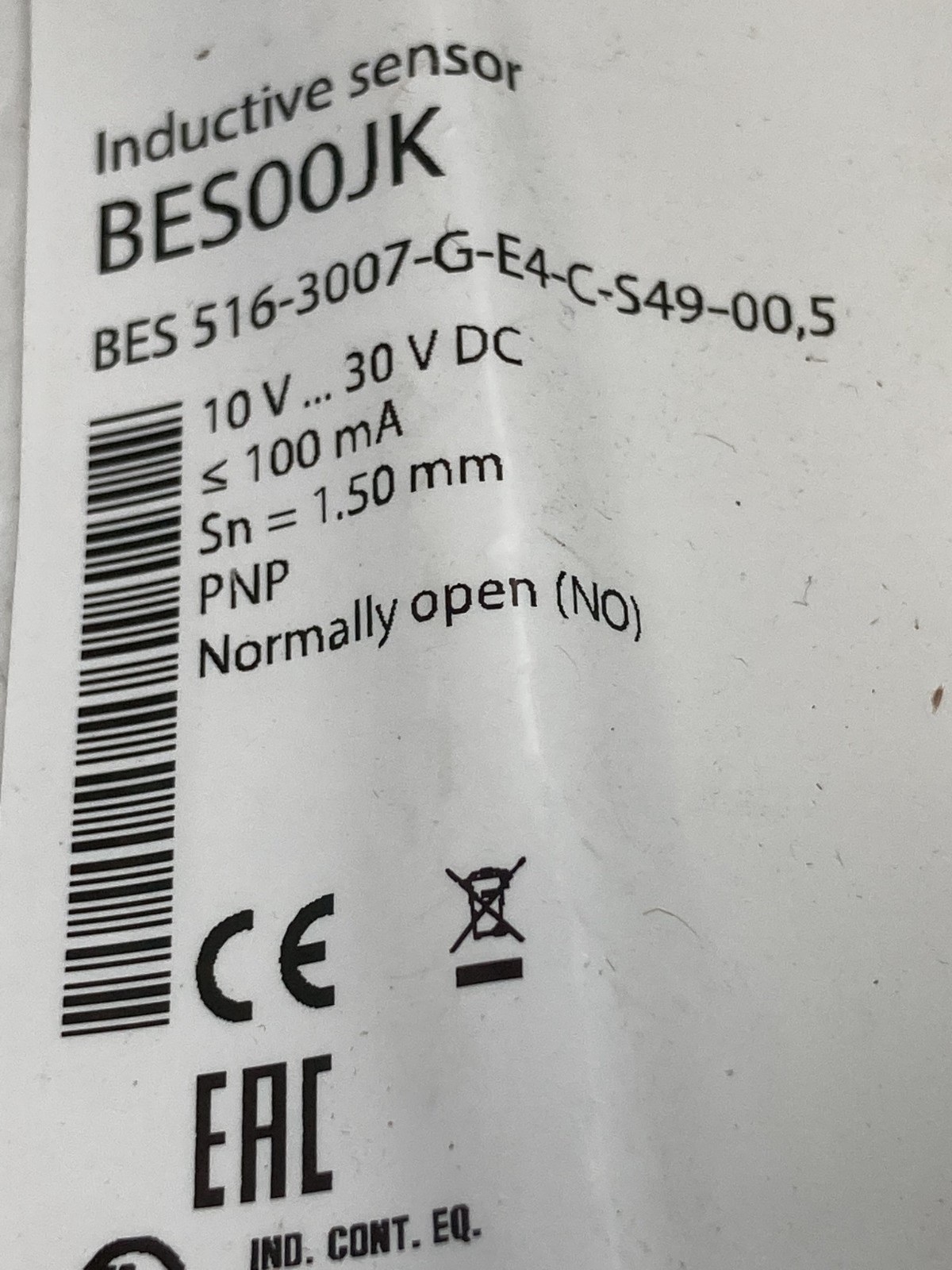 BALLUFF BES 516-3007-G-E4-C-S49-00,5 INDUCTIVE SENSOR 10-30VDC100MASN 1,50MM NIB