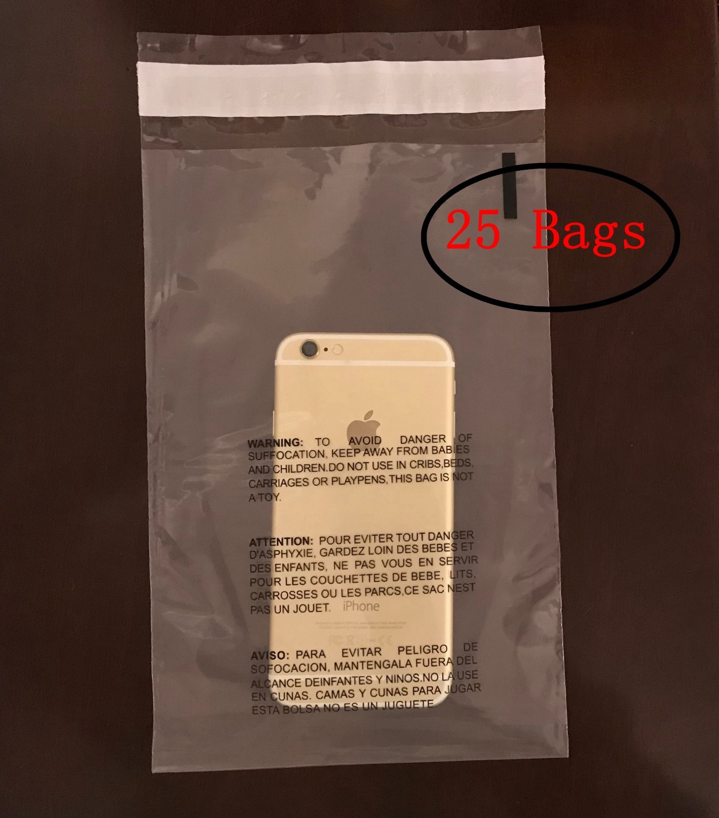 8×10 Clear Bags Suffocation Warning Self Seal Bag Free Shipping