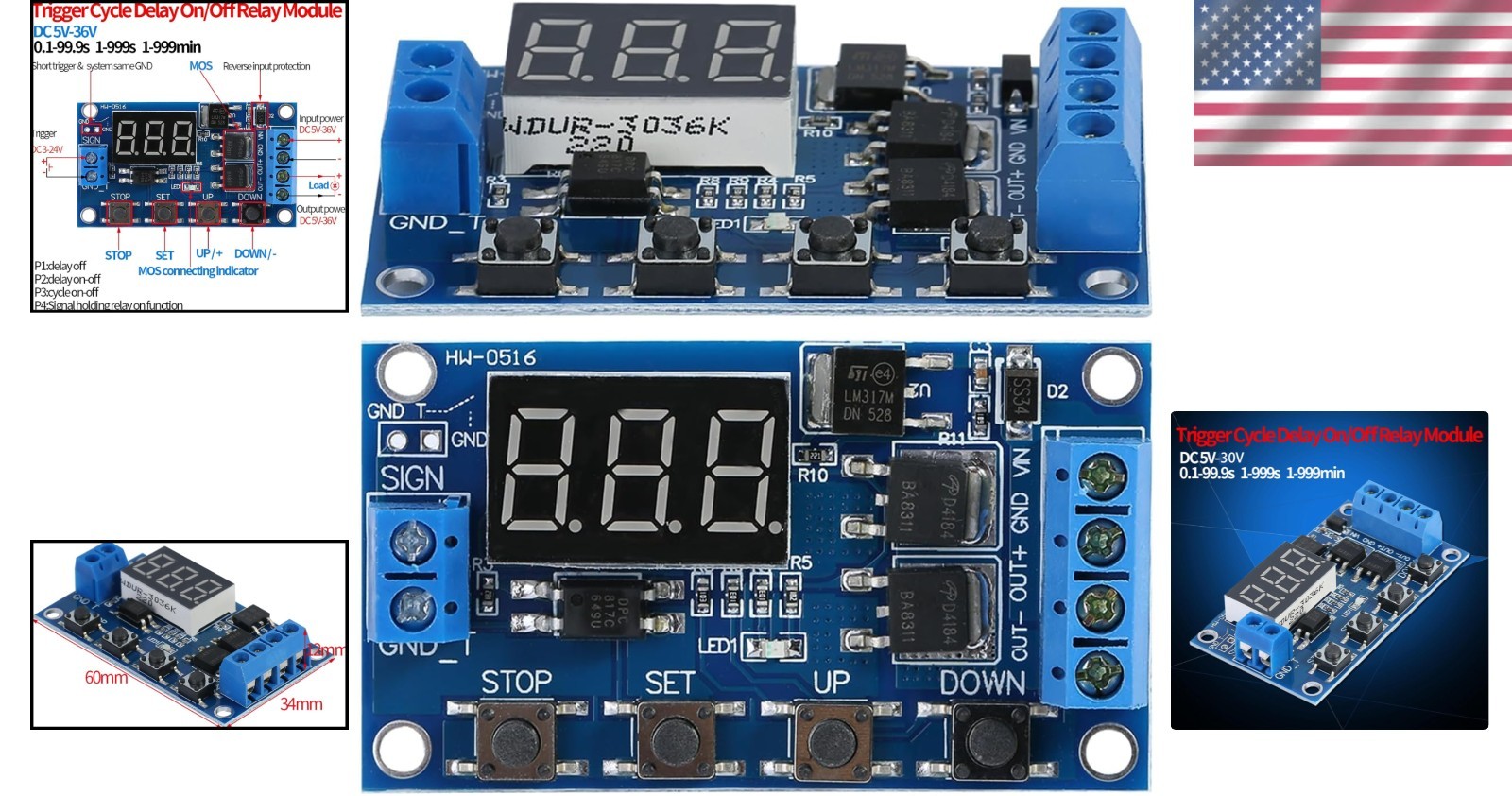 DC 5V-36V Timer Module Relay Switch with LED Display – High Performance