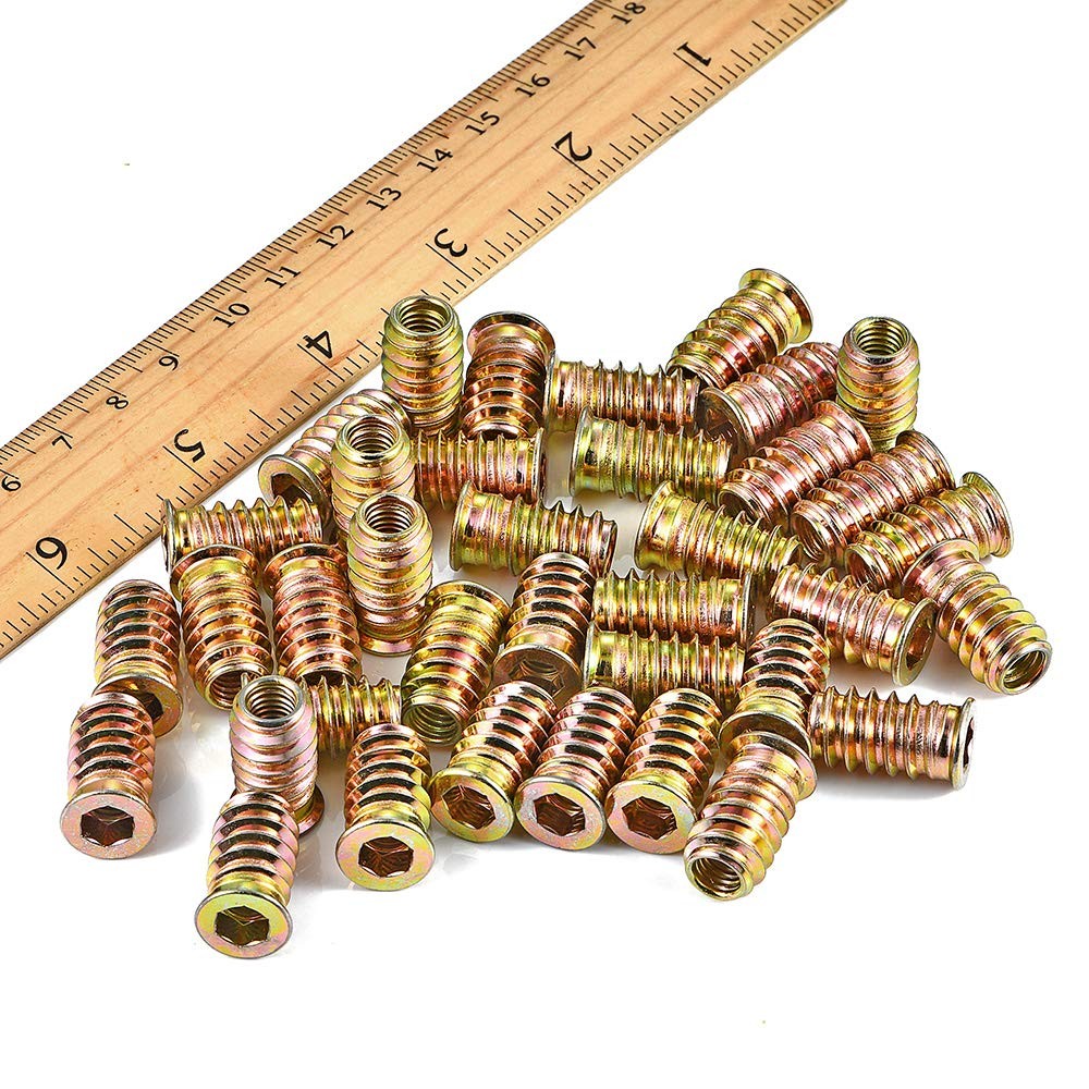 PGMJ 200 Pcs Threaded Inserts for Wood – One Size, 200 1/4″-20 x 20mm