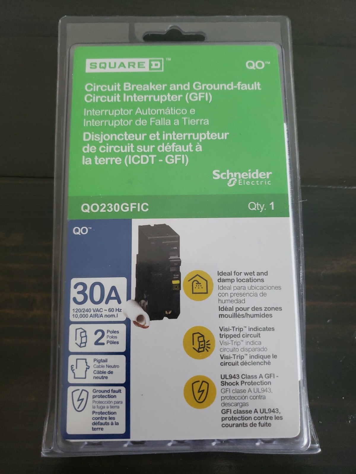 Square D QO230GFIC 30A Two Pole Circuit Breaker GFIC New H