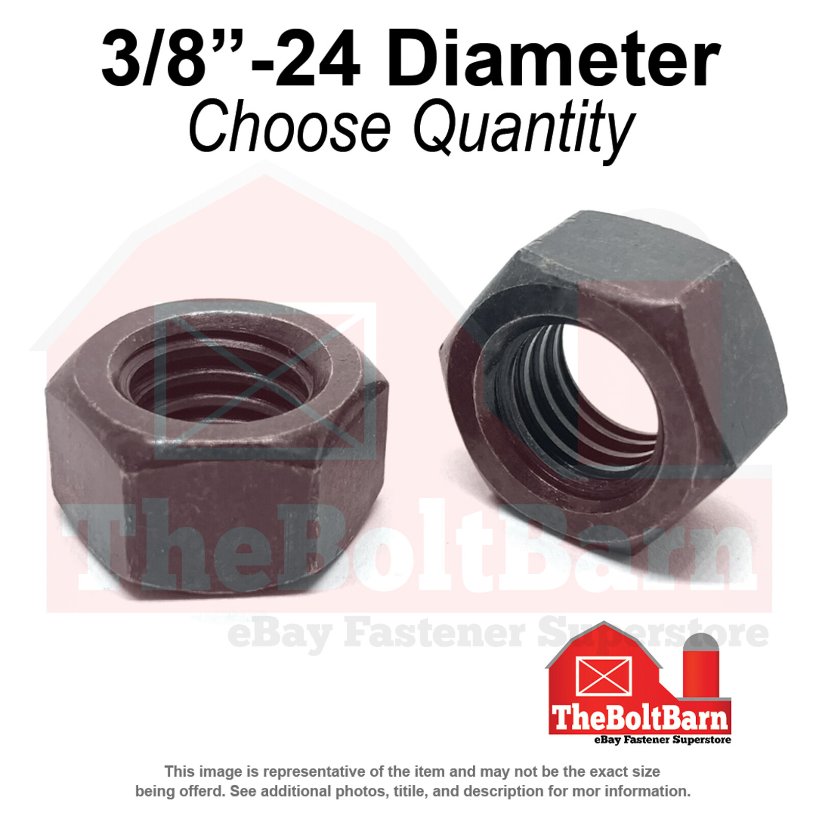 3/8″-24 Grade 8 Finished Hex Nuts Plain Fine Thread (Pick Quantity)