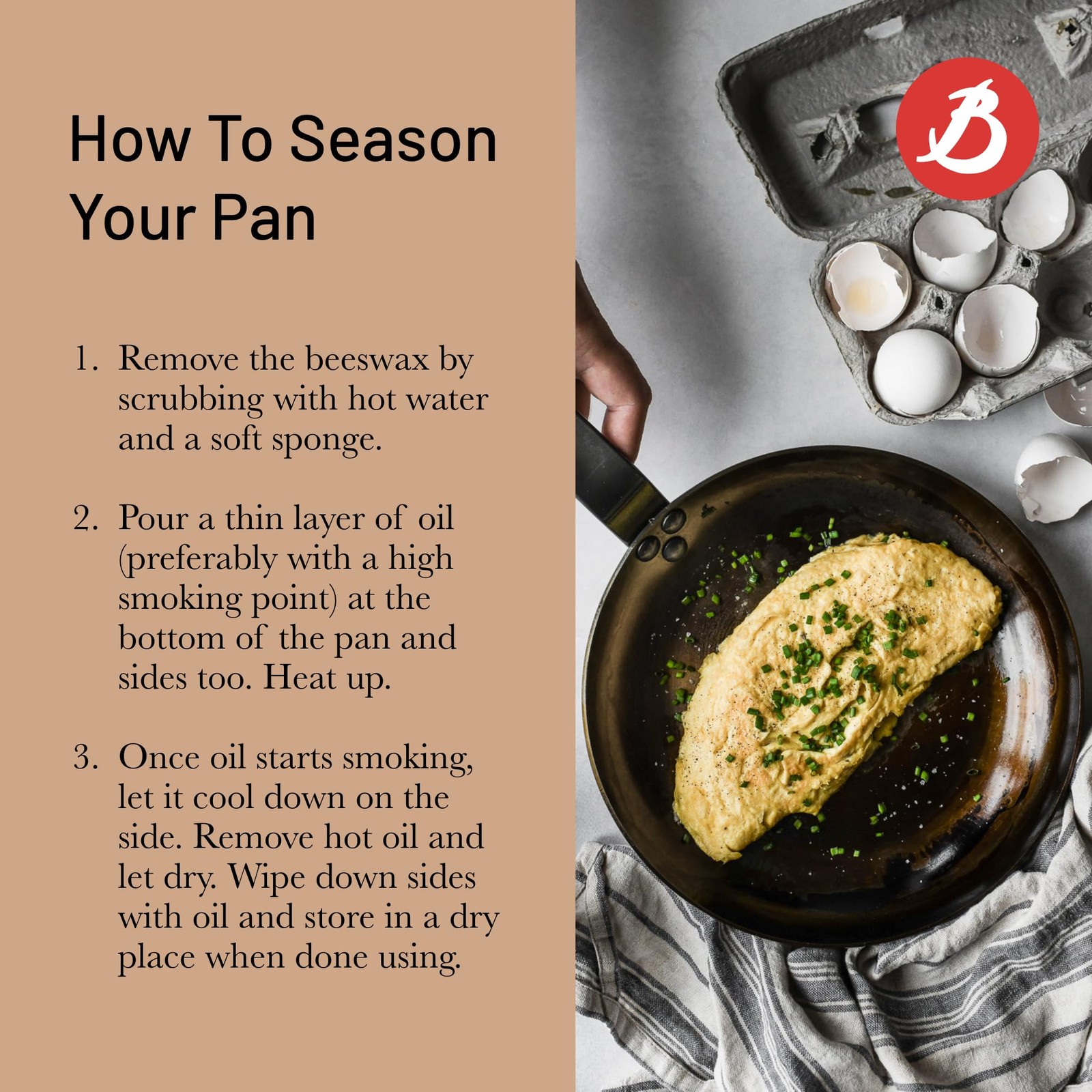 De Buyer Mineral B Carbon Steel Country Fry Pan – 9.5 Diameter 6.5 Cooking