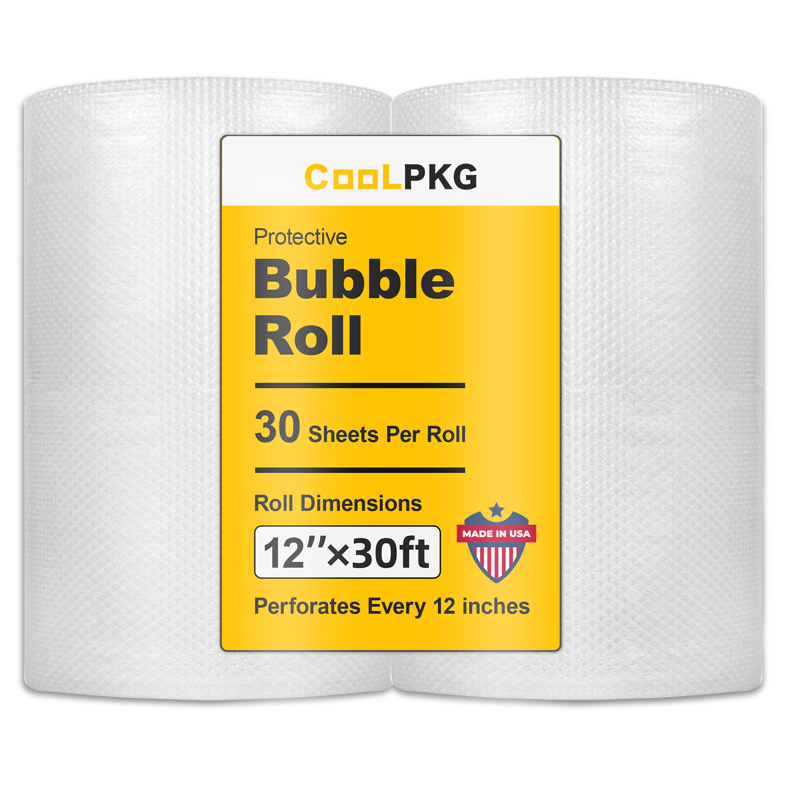 3/16″ Bubble Cushioning Roll Perforated Every 12″ With Fragile Stickers