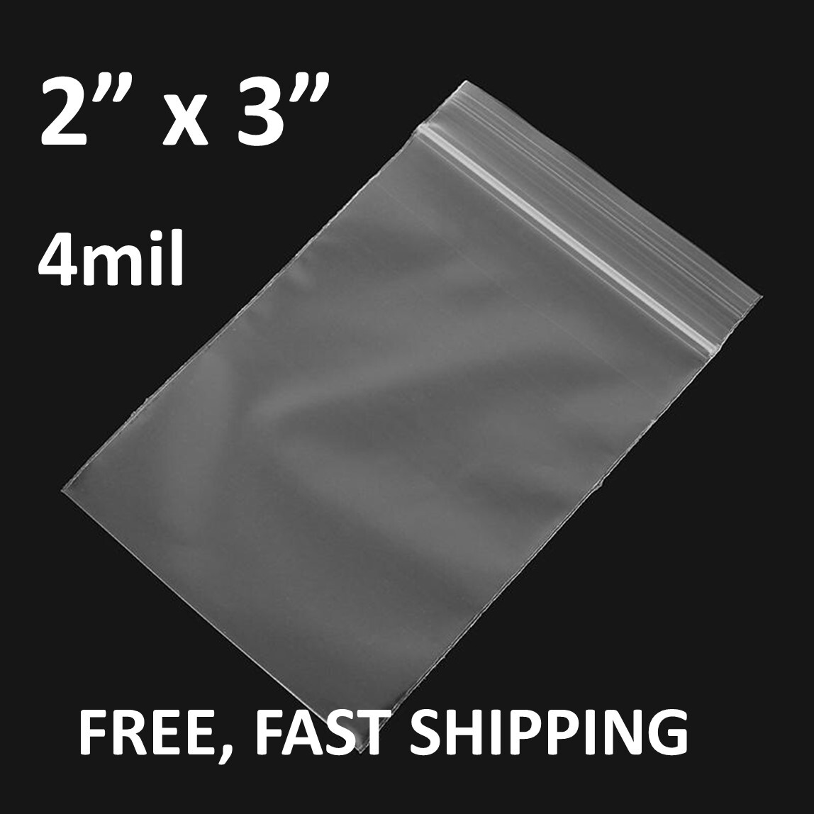 2″x 3″ Clear 4 Mil Plastic Zip Seal Bag Reclosable Top Lock 4Mil Small Baggie
