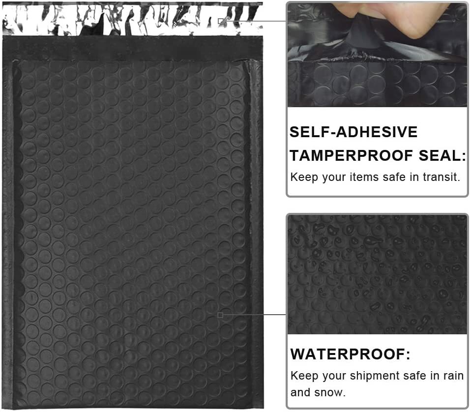 4″ x 8″#000 Black Poly Bubble Mailers Self Seal Padded Envelope Shipping