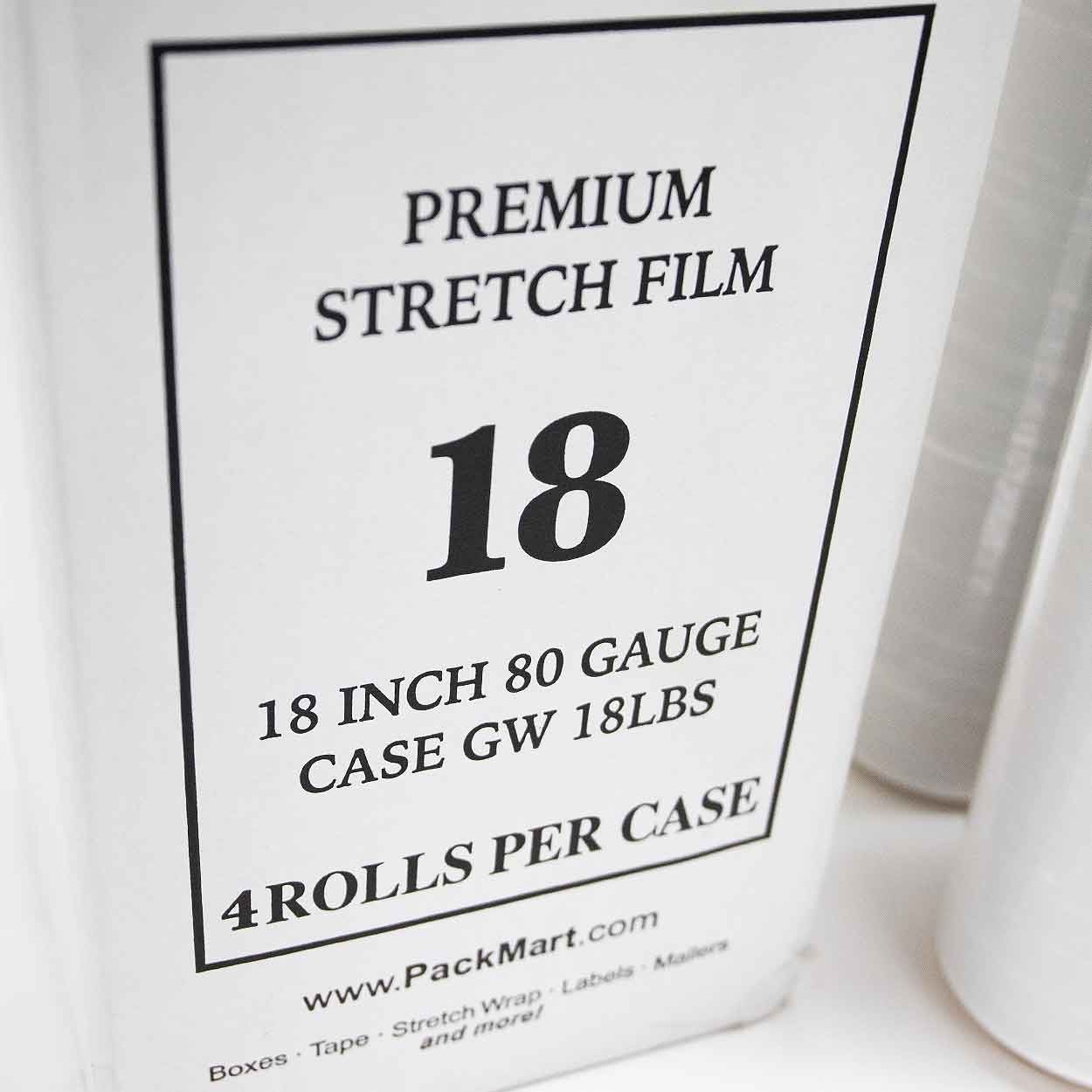 Clear 18″ 80 Gauge Stretch Film Pallet Wrap Moving Warehouse 4 ROLLS CASE