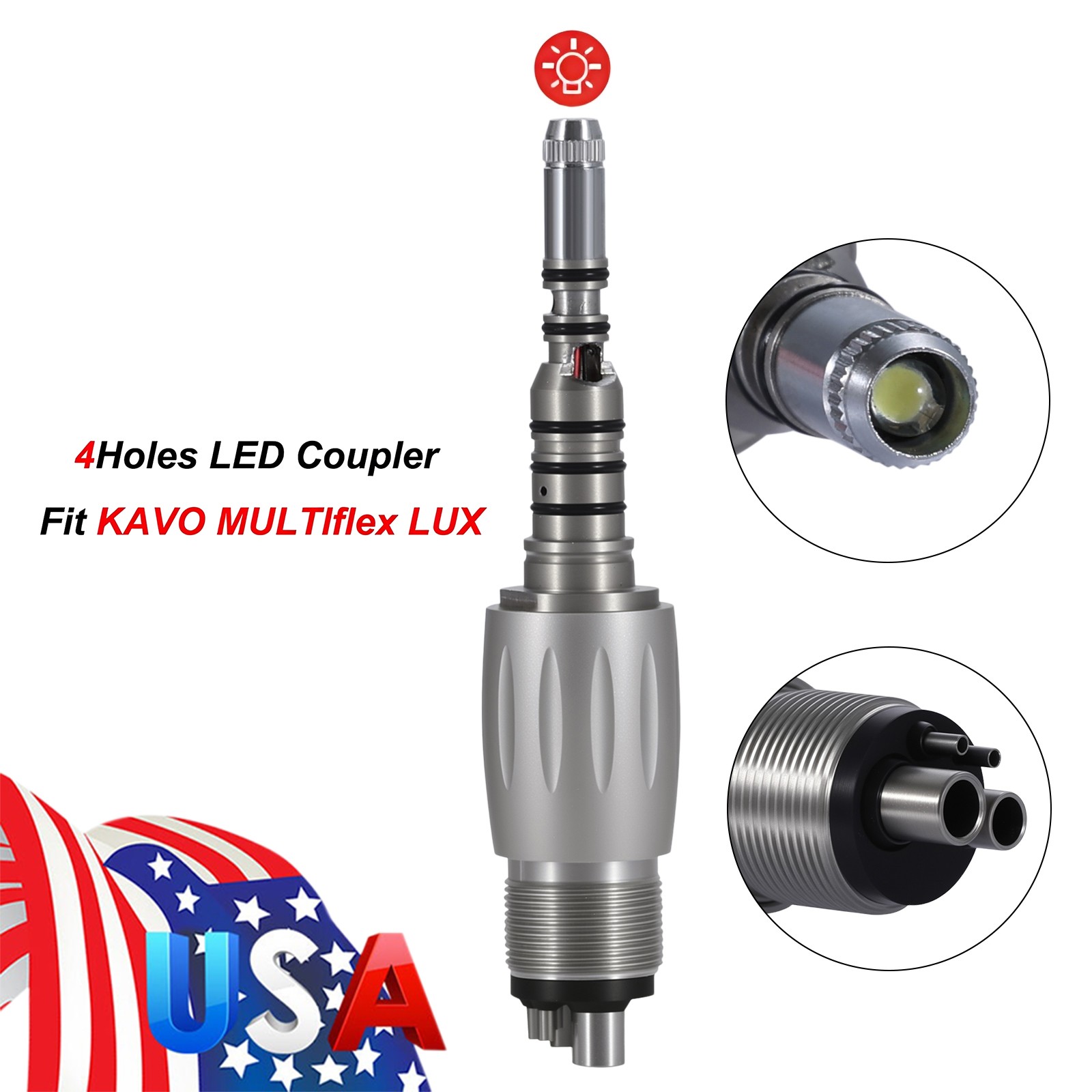 Dental LED Quick Coupler 4 Hole for KAV MULTIFlex LUX Fiber Optic Handpiece dk