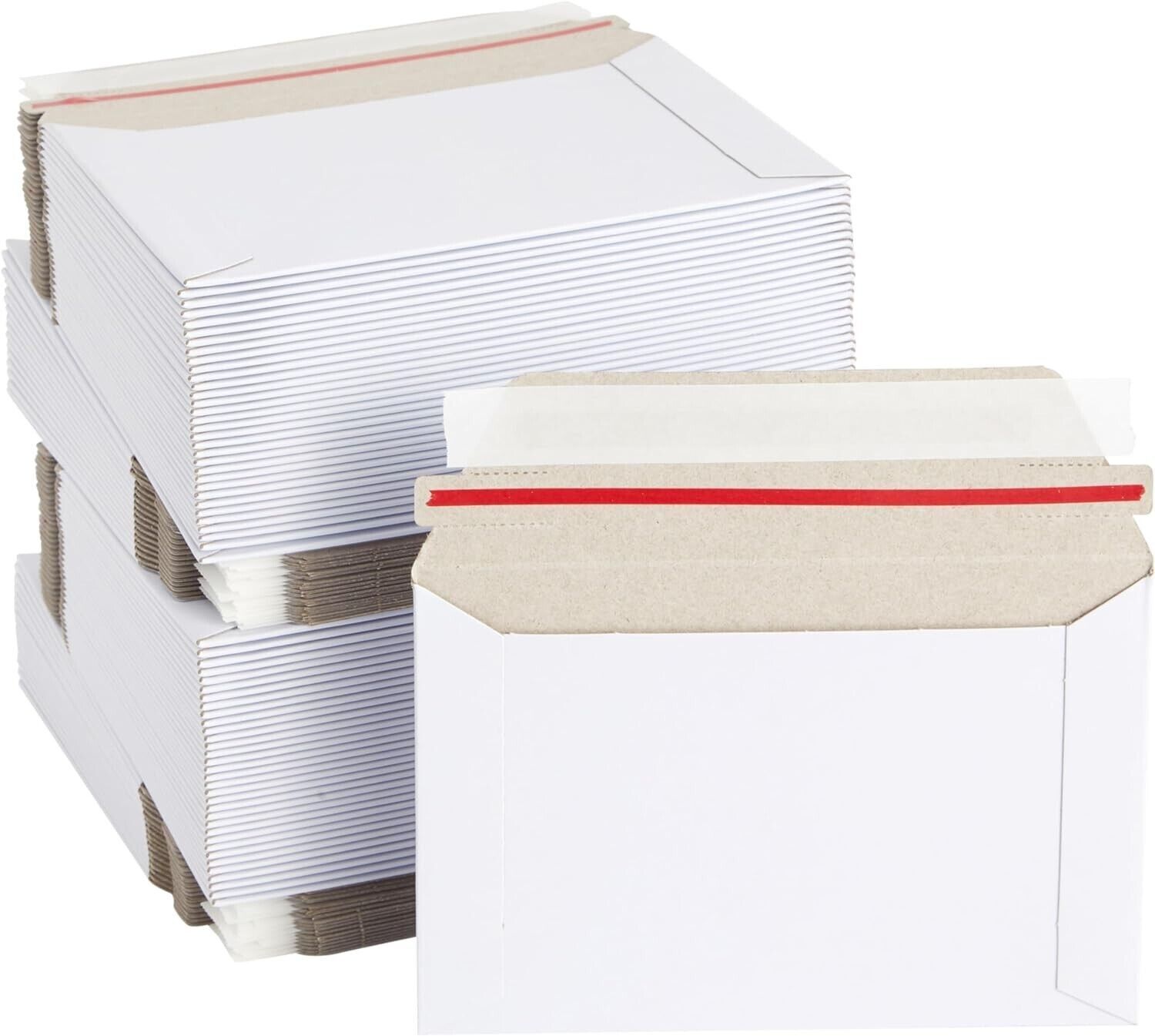 25-1000pcs 6.5 x 4.5 White RIGID PHOTO SHIPPING FLATS CARDBOARD ENVELOPE MAILERS