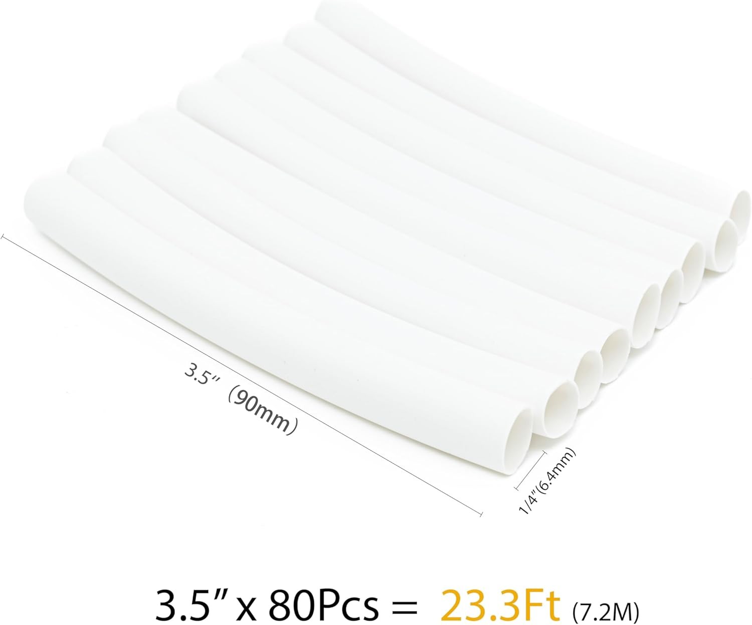 1/4 Inch Heat Shrink Tubing 3 1 Ratio Dual Wall 6.4mm (1/4″) White, 80 pcs