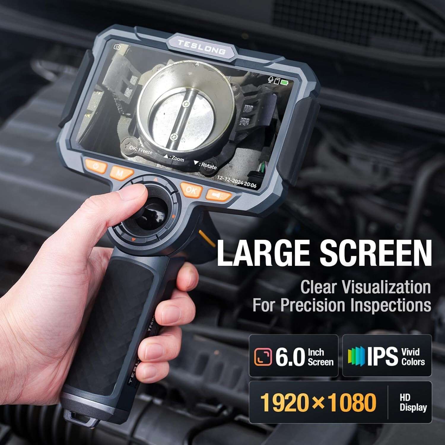 3.9mm/6.5mm 4-Way Joystick Articulating Borescope Inspection Camera 6» Monitor