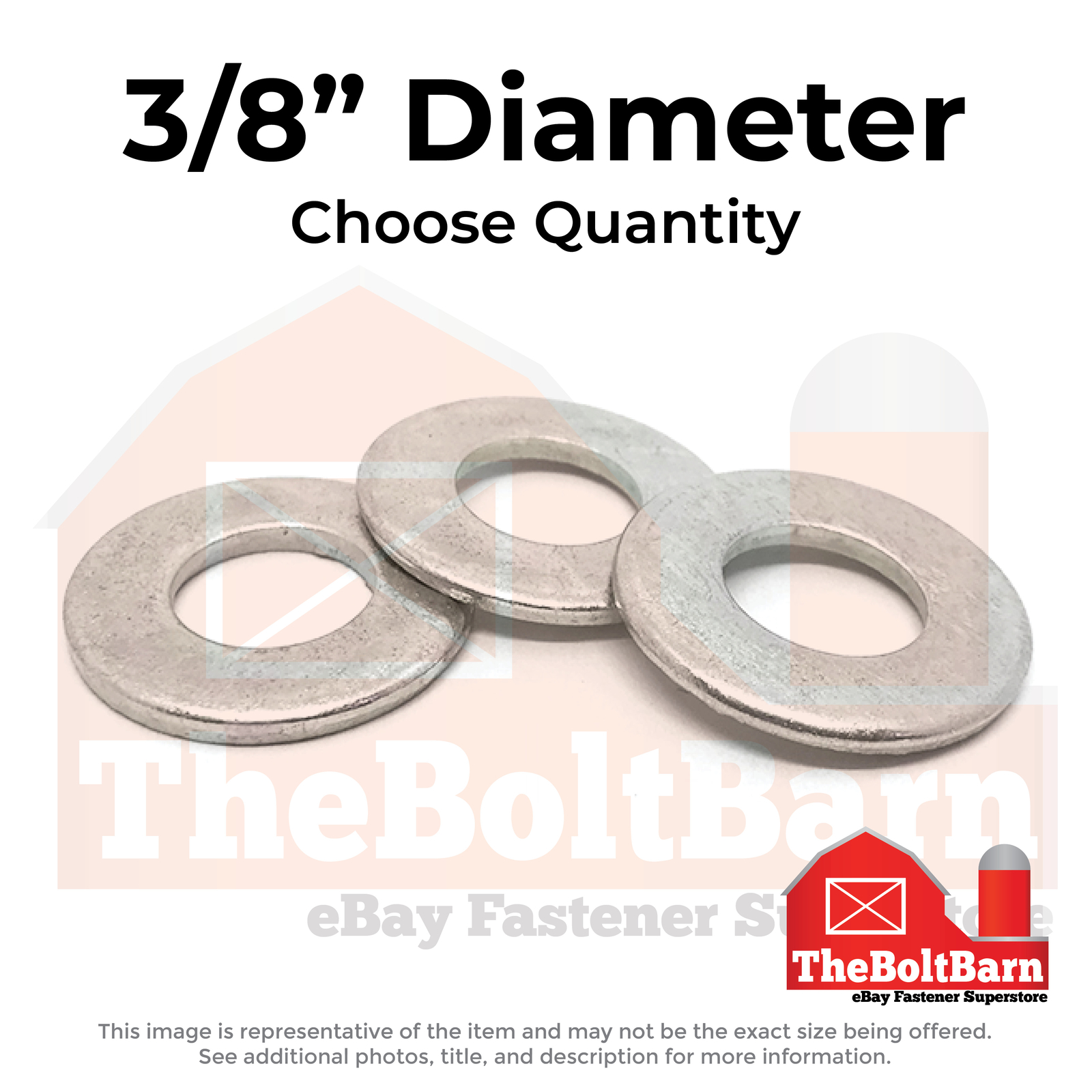 3/8″ Stainless Steel SAE Flat Washers (Choose Qty)