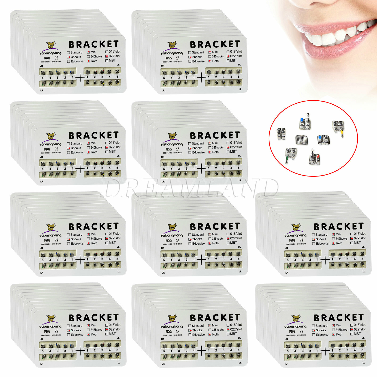 100Packs Dental Orthodontics Bracket Braces Mini Roth 022″ 3-4-5hooks #2 RP^^op