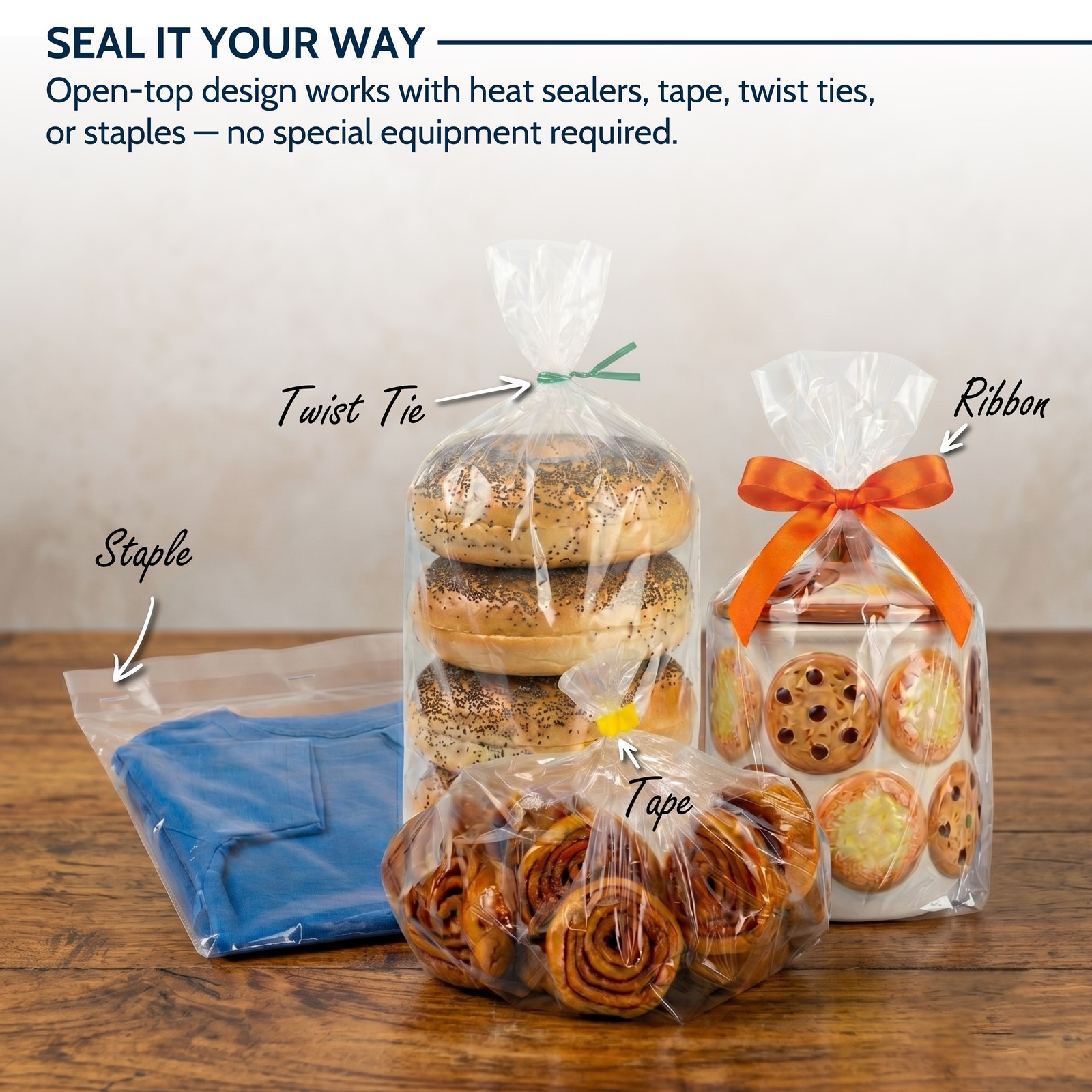Poly Bags Flat Clear 1 Mil Open Top Plastic Transparent Bag High Clarity Layflat