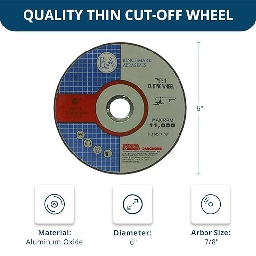 6″ Aluminum Oxide Type 1 Cut Off Wheels, 25-Count | For Metal And Stainless