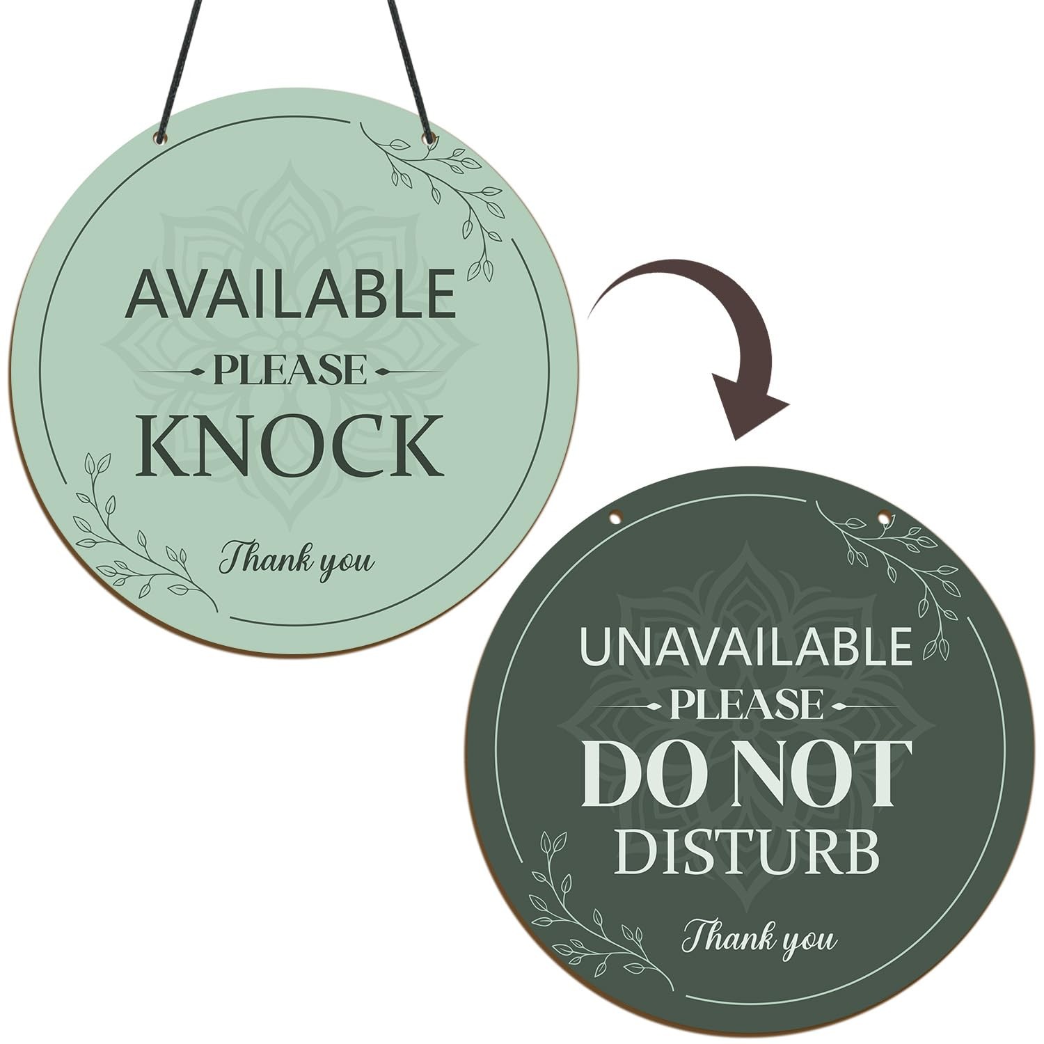 Do Not Disturb Door Hanger Sign – Available Please Knock Sign Green Double-Si…