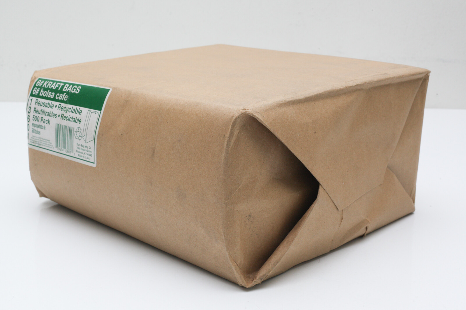 6# KRAFT BAGS 13601 Reusable Recyclable 500 Count Made of 100% Recycled Material