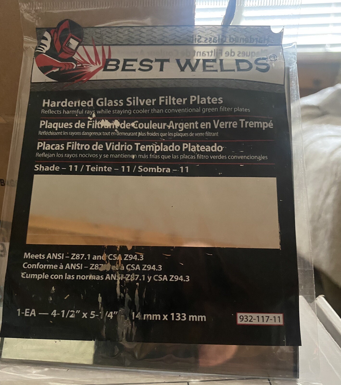 Glass Silver Mirror Filter Plate, Silver/11, 4.5 in X 5.25 In, Glass ORS Nasco