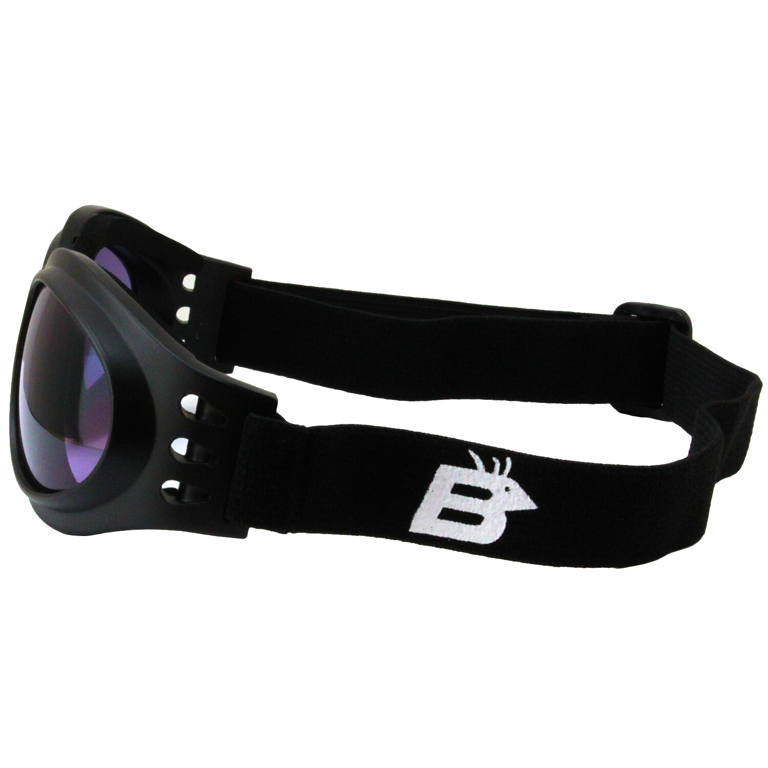 Birdz Eyewear Parrot Padded Motorcycle Goggles Black Frame + Purple Lens