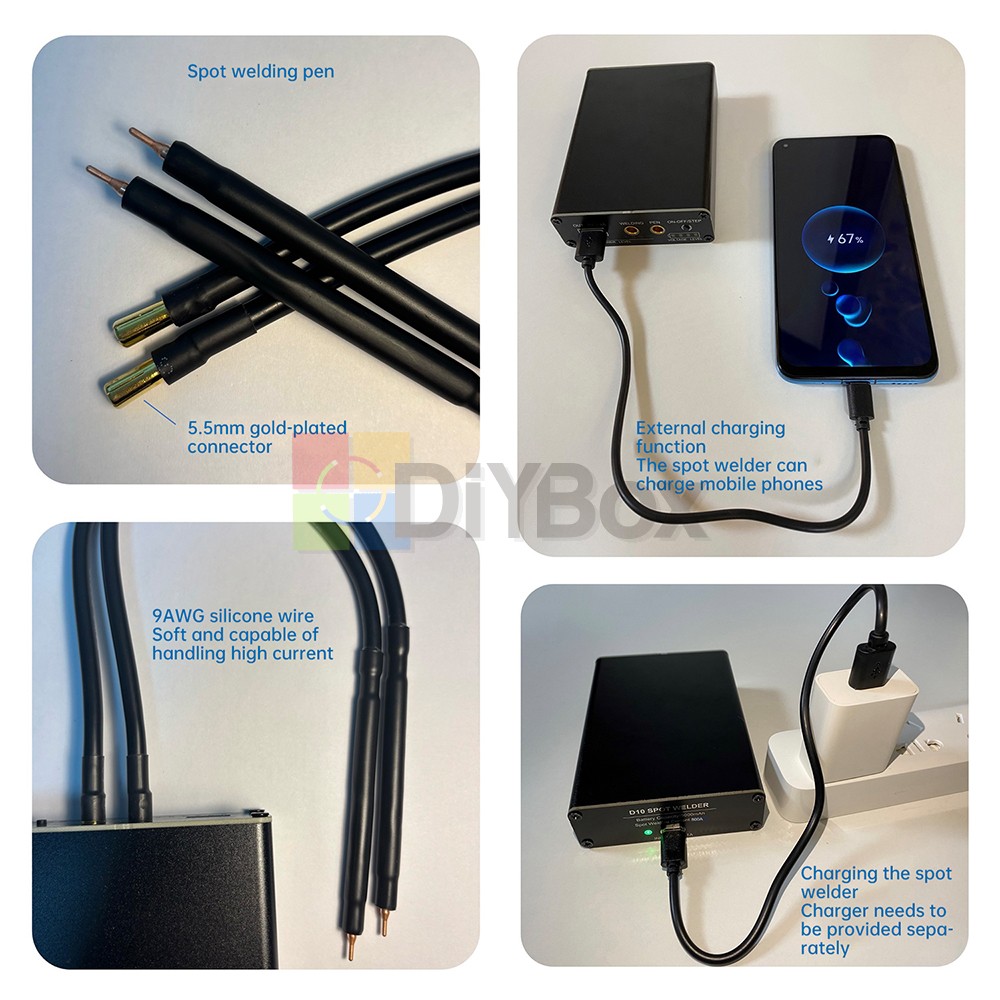Portable Power Bank Spot Welder 10 Gears 18650/21700 Li-ion Battery Spot Welder