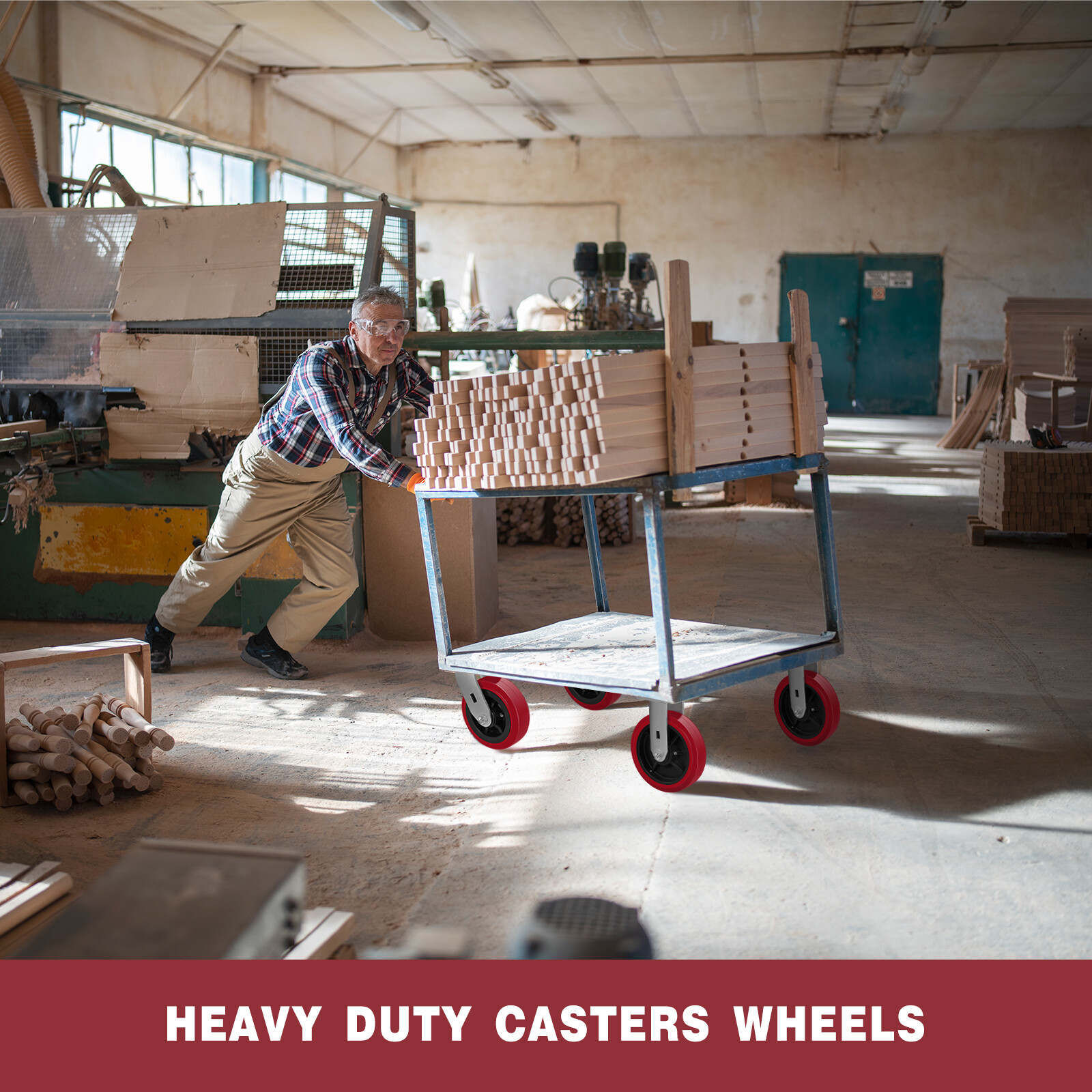 8 Inch Polyurethane Tread Caster Wheels Heavy Duty,Capacity 1200-4800LB