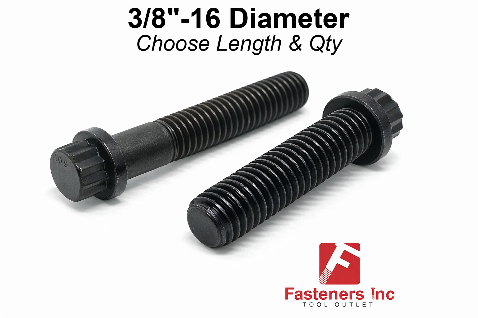 3/8″-16 Coarse 12-Point Flange Screws Alloy Steel Black (Pick Length & Qty)
