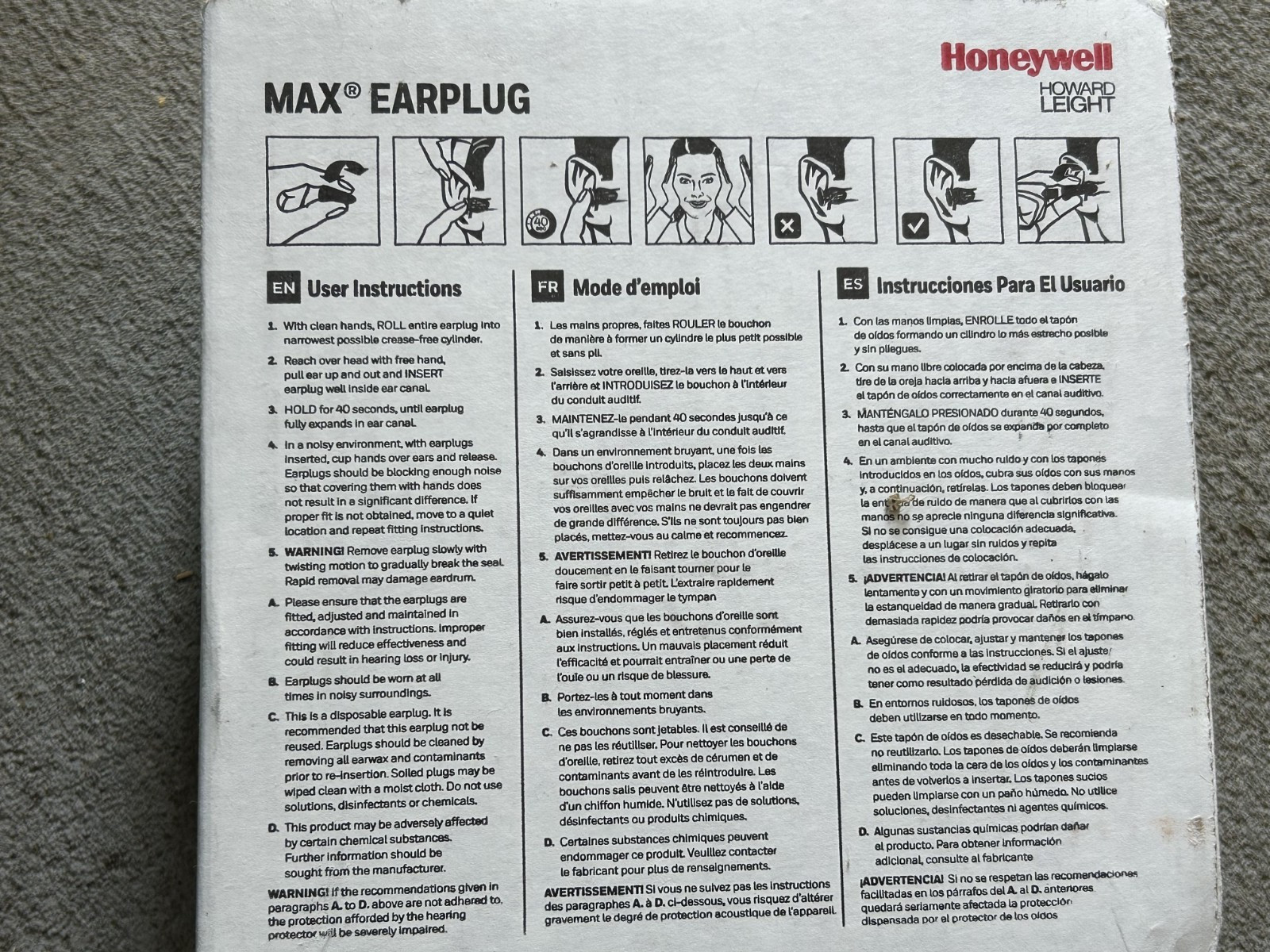 Howard Leight MAX-1 Uncorded Earplugs (1 Box – 200 PAIR) –