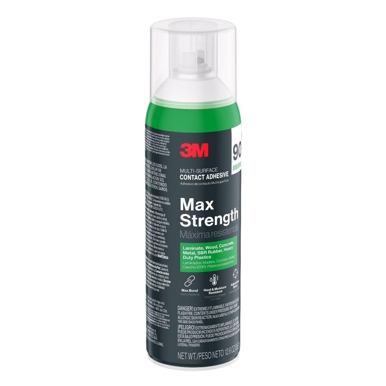 3M Max Strength 90 Multi-Surface Contact Adhesive, 12.6 Oz., Low VOC, Max Bond,