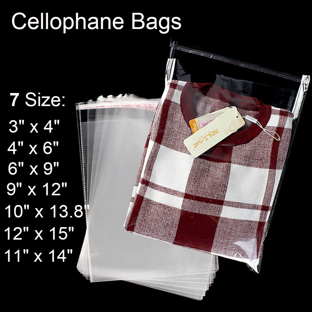 Clear Self Adhesive Peel & Seal Cellophane Plastic OPP Transparent Packing Bags