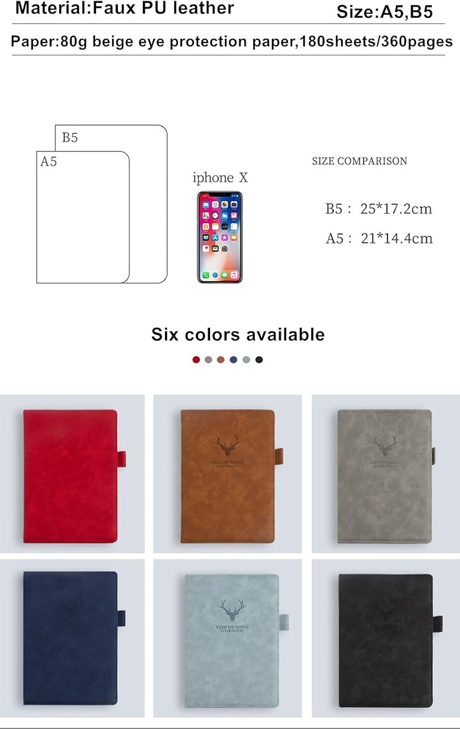 Deer Head Faux Leather Journal – Premium Hardcover Notebook, 100 Ruled Pages
