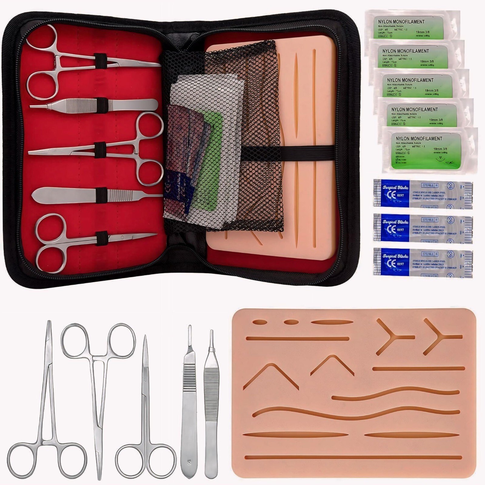 21 Pieces Practice Suture Kit with Pad for Medical Veterinary Student Training