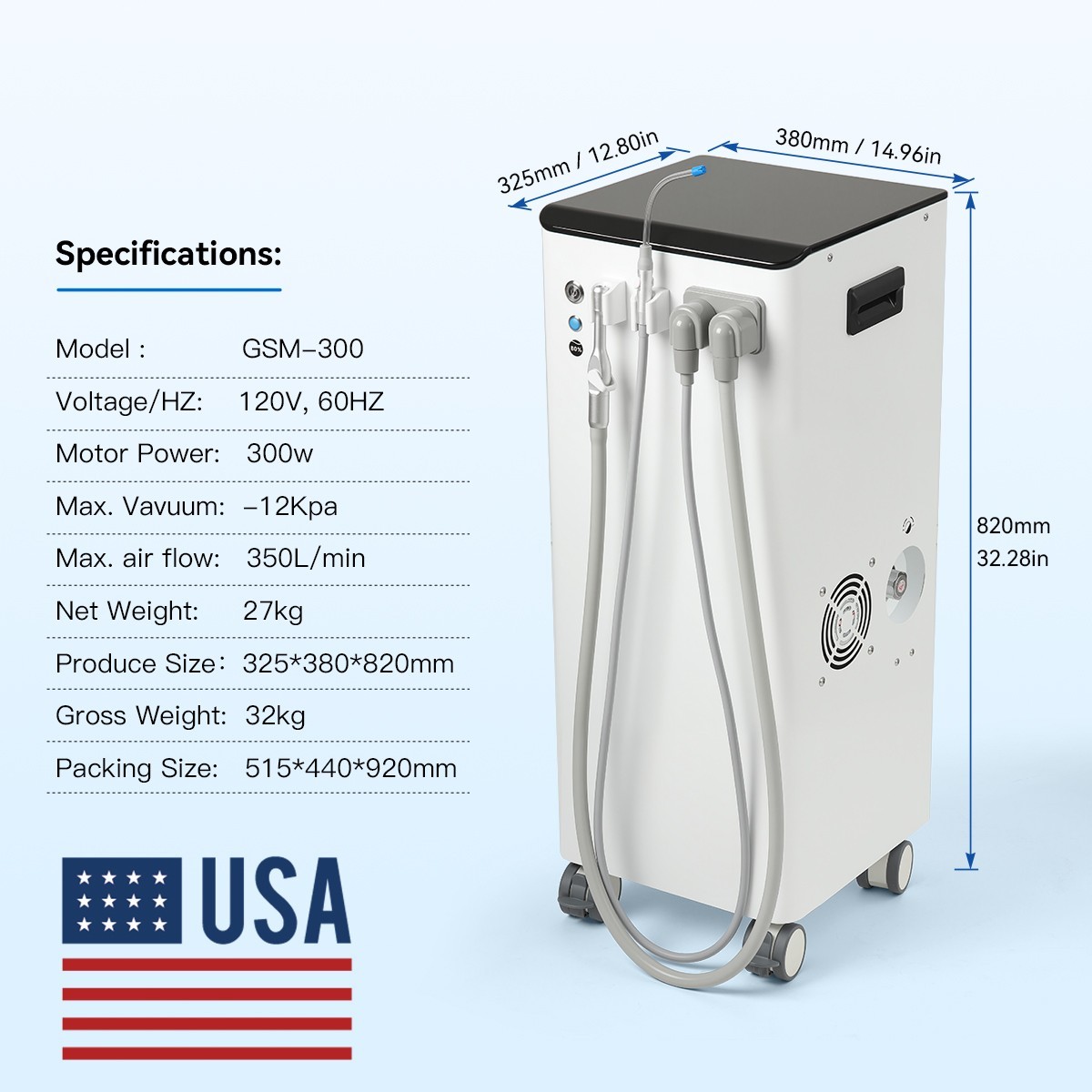 Mobile Delivery Unit Turbine Cart Air Compressor /Portable Dental Suction System