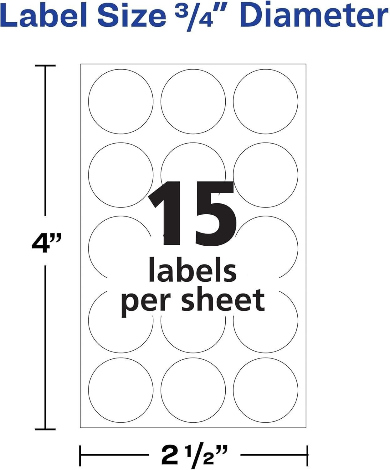 Avery Multi-Use Removable Labels, 3/4 Inch Round Stickers, White, Non-Printable,