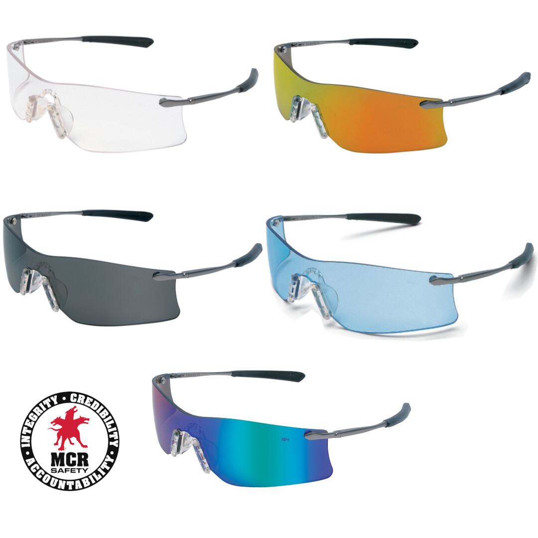 MCR Crews Rubicon Metal Frame Rubber Nosepiece Z87+ Safety Glasses (1 Pair)